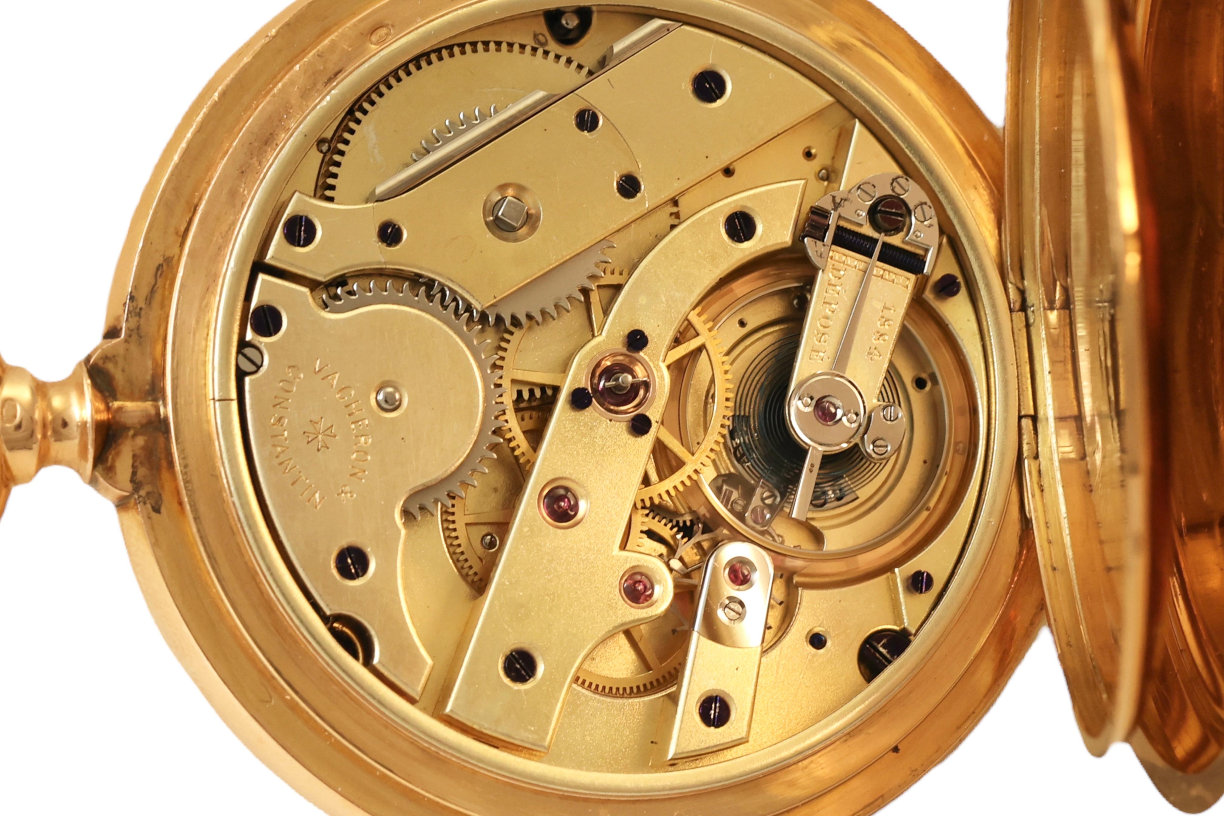 Vacheron Constantin Hunter Case Pocket Watch 1 Botton Chronograph 18kt Pink Gold For Sale 8