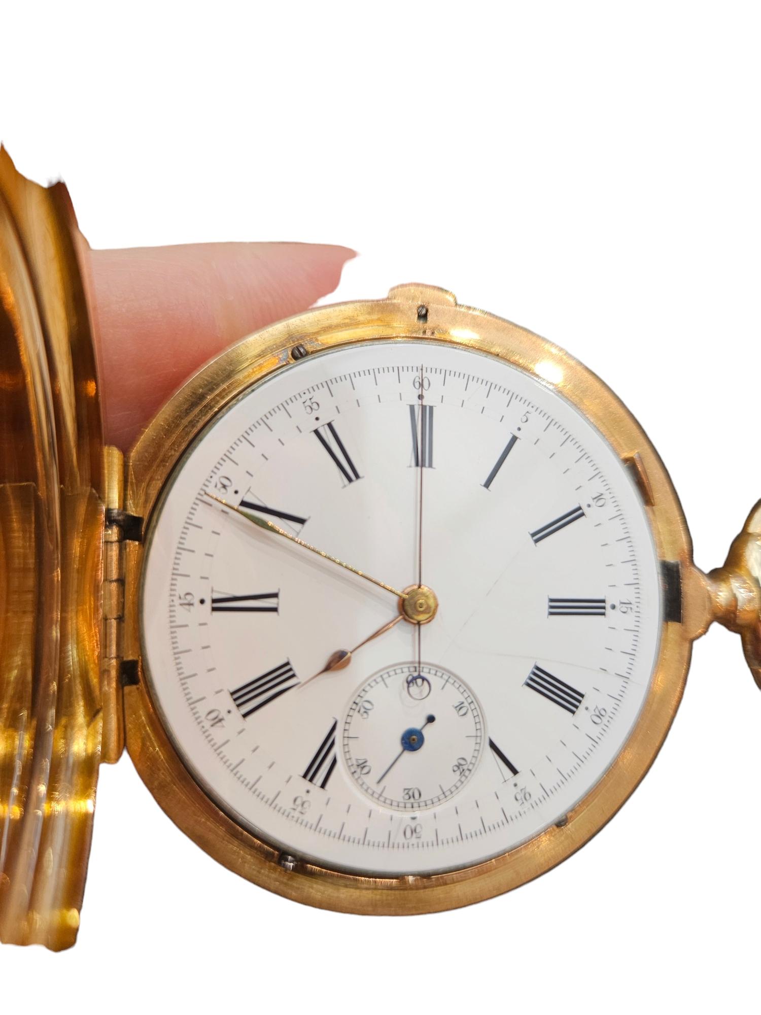 Vacheron Constantin Hunter Case Pocket Watch 1 Botton Chronograph 18kt Pink Gold For Sale 9