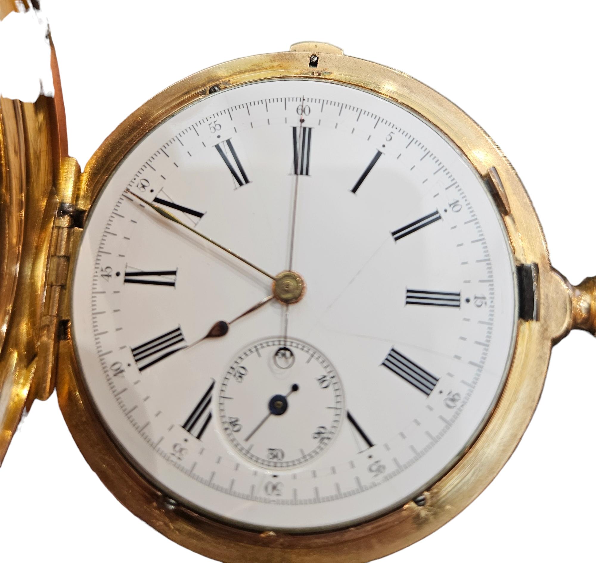 Vacheron Constantin Hunter Case Pocket Watch 1 Botton Chronograph 18kt Pink Gold For Sale 11