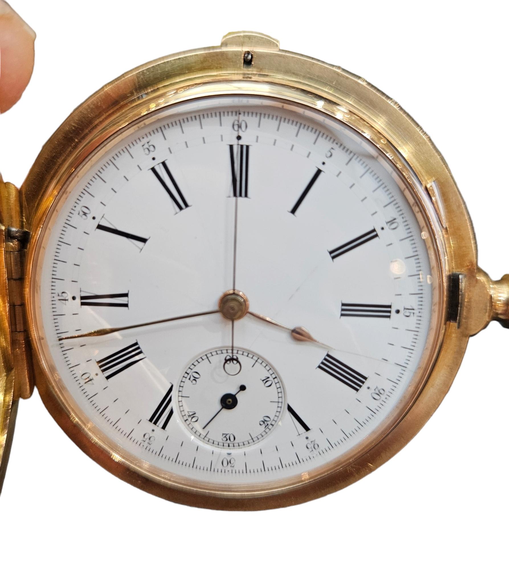 Vacheron Constantin Hunter Case Pocket Watch 1 Botton Chronograph 18kt Pink Gold For Sale 12