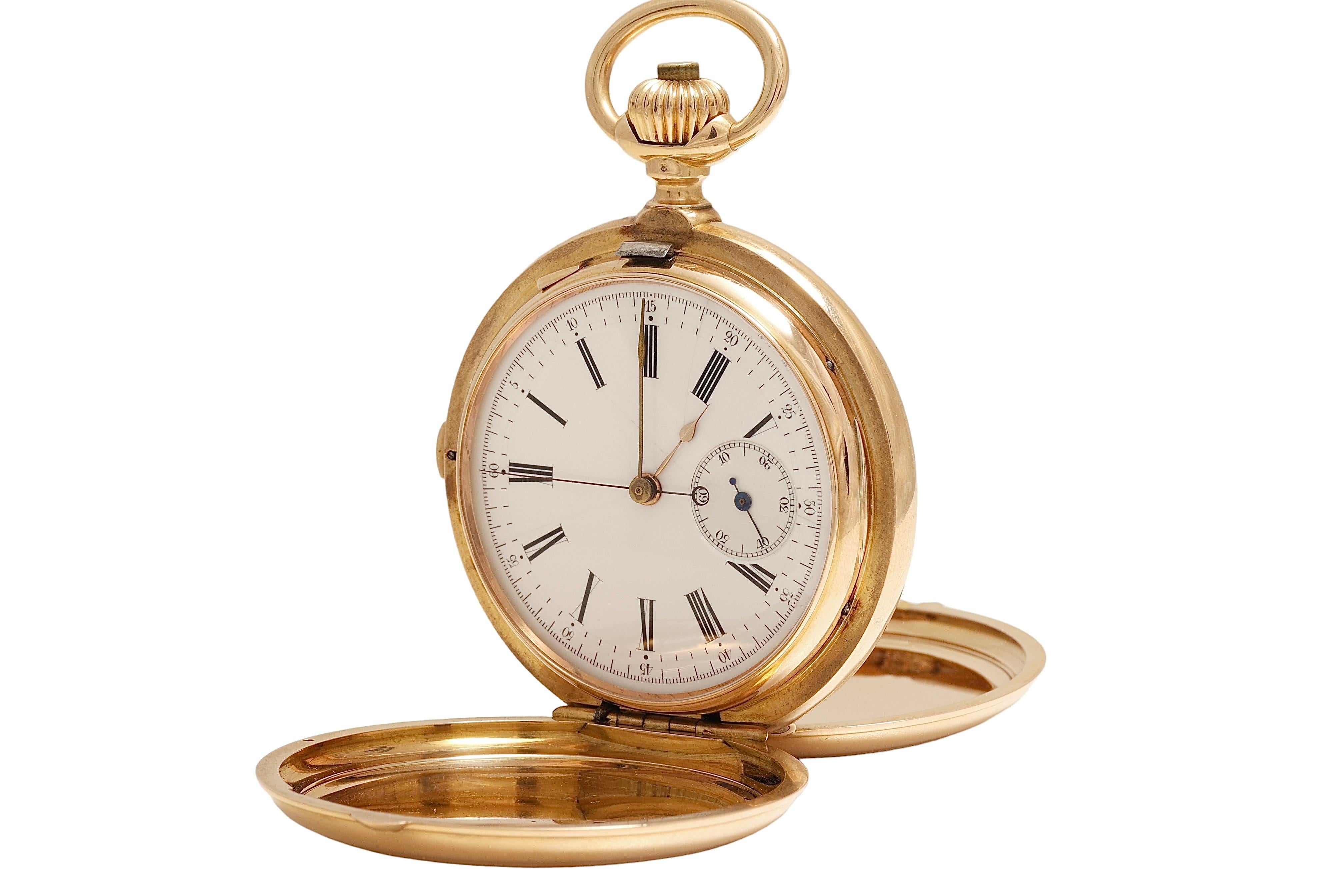 Artisan Vacheron Constantin Hunter Case Pocket Watch 1 Botton Chronograph 18kt Pink Gold For Sale