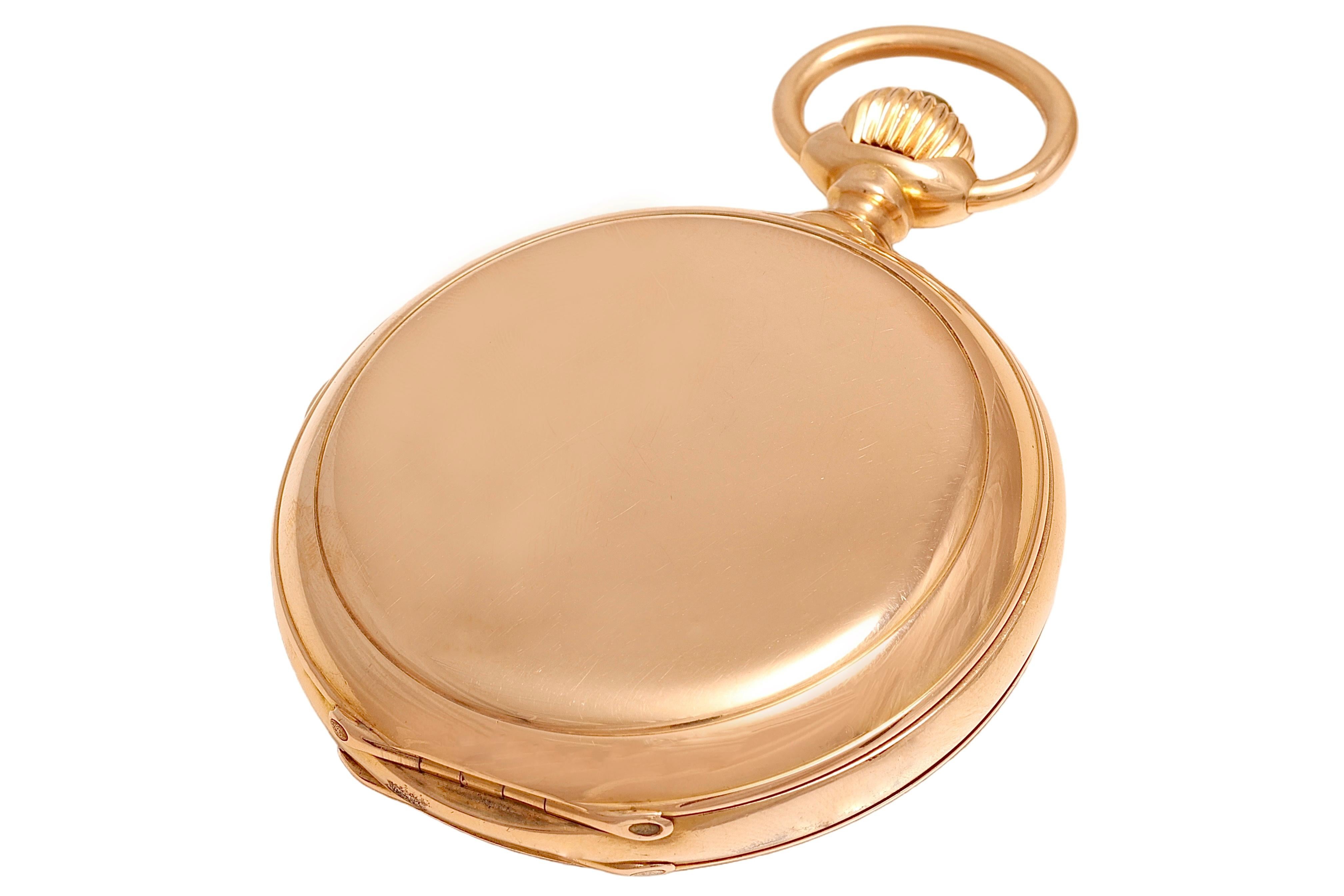 Vacheron Constantin Hunter Case Pocket Watch 1 Botton Chronograph 18kt Pink Gold For Sale 2