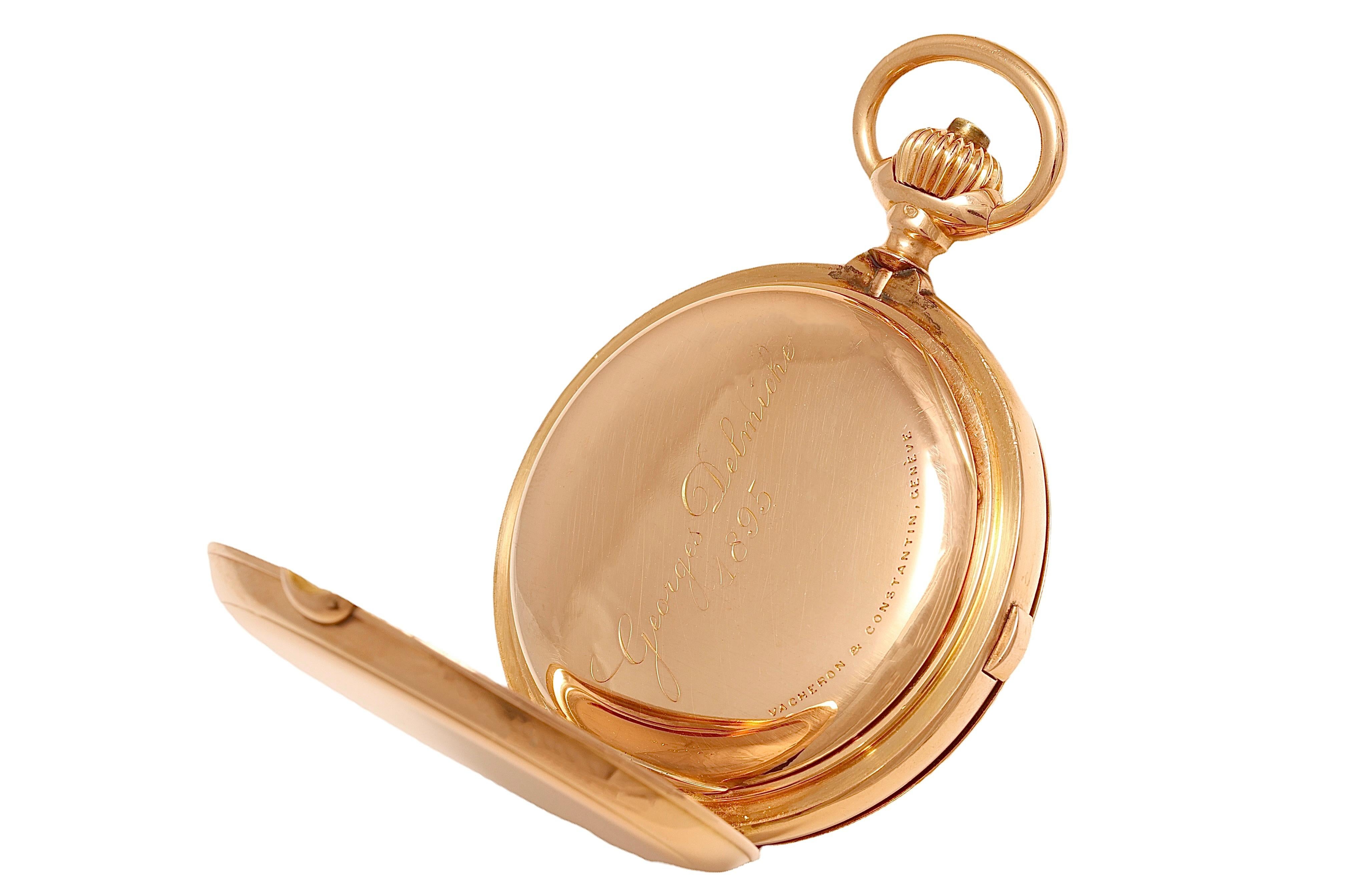 Vacheron Constantin Hunter Case Pocket Watch 1 Botton Chronograph 18kt Pink Gold For Sale 3