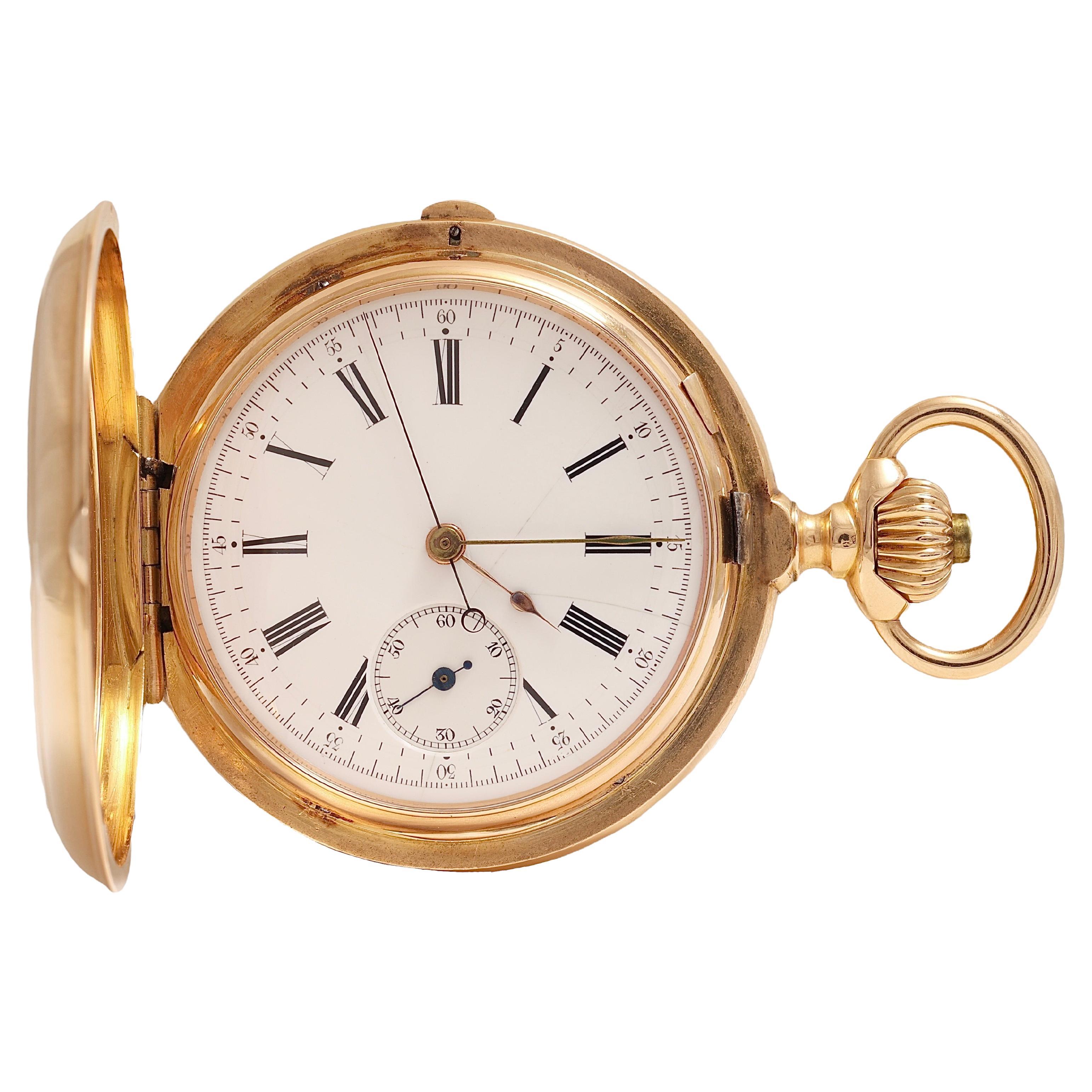 Vacheron Constantin Hunter Case Pocket Watch 1 Botton Chronograph 18kt Pink Gold For Sale