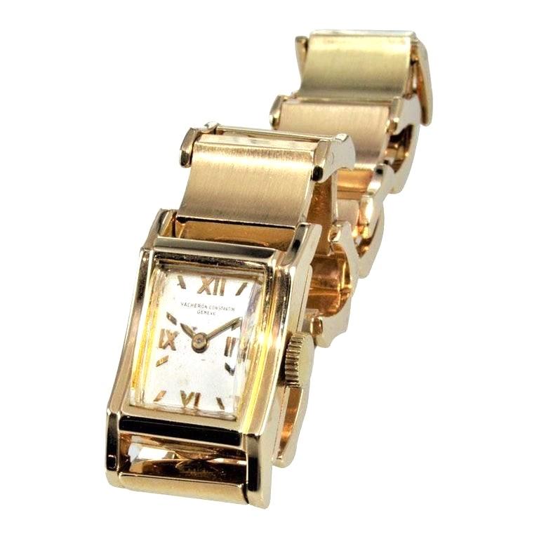 Vacheron & Constantin Ladies 14 Karat Gold Art Deco Bracelet Watch circa 1940s 5