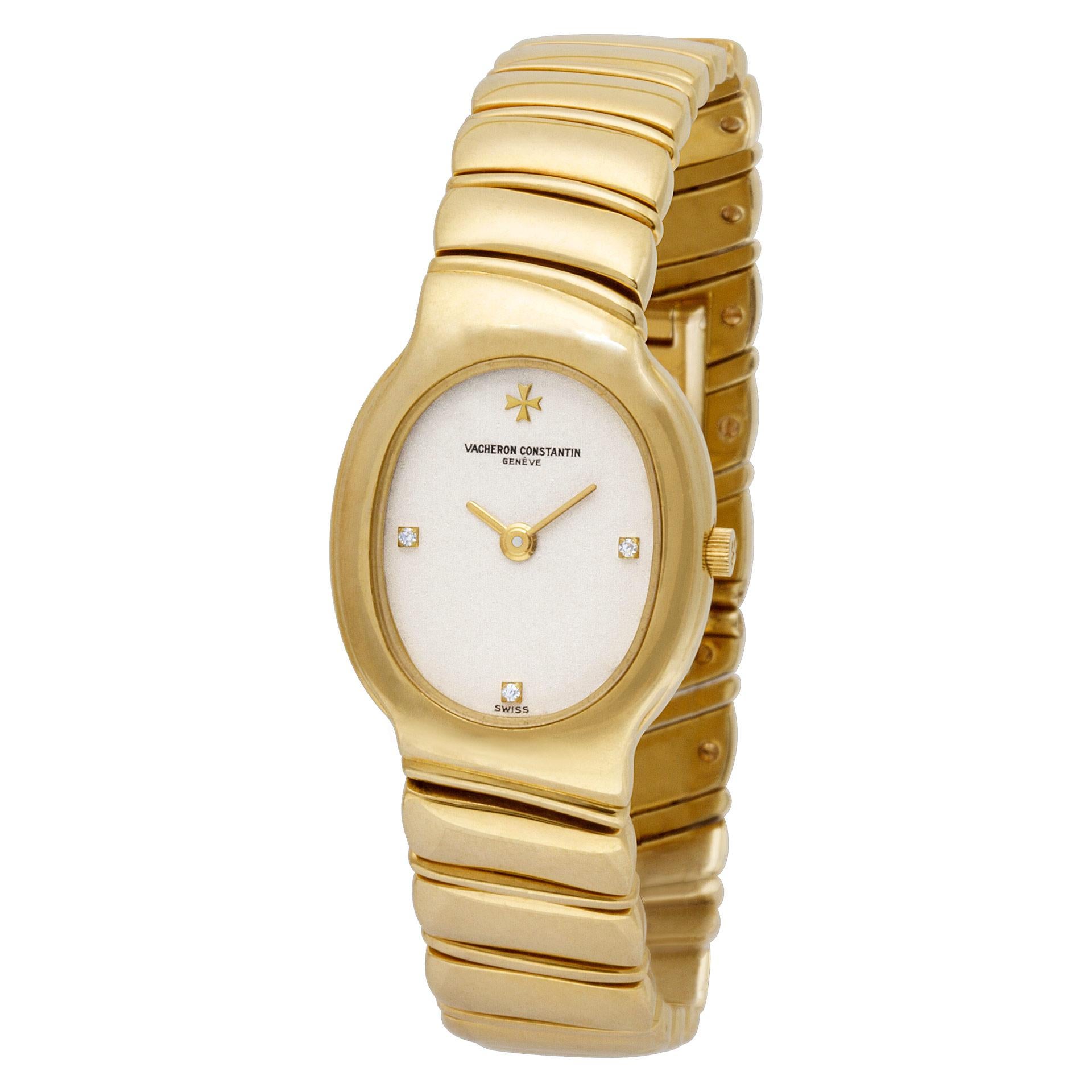 Ladies Vacheron Constantin in 18k yellow gold with a diamond dial. Quartz. 19 mm case size. Fits 6.25