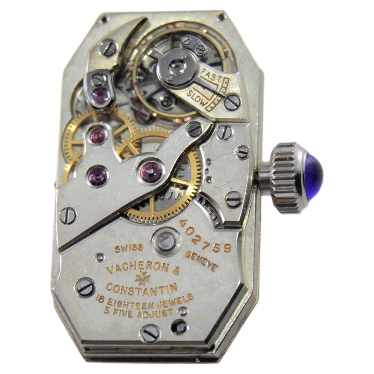 Vacheron Constantin Ladies Platinum Diamond Sapphire Watch from 1930's For Sale 13