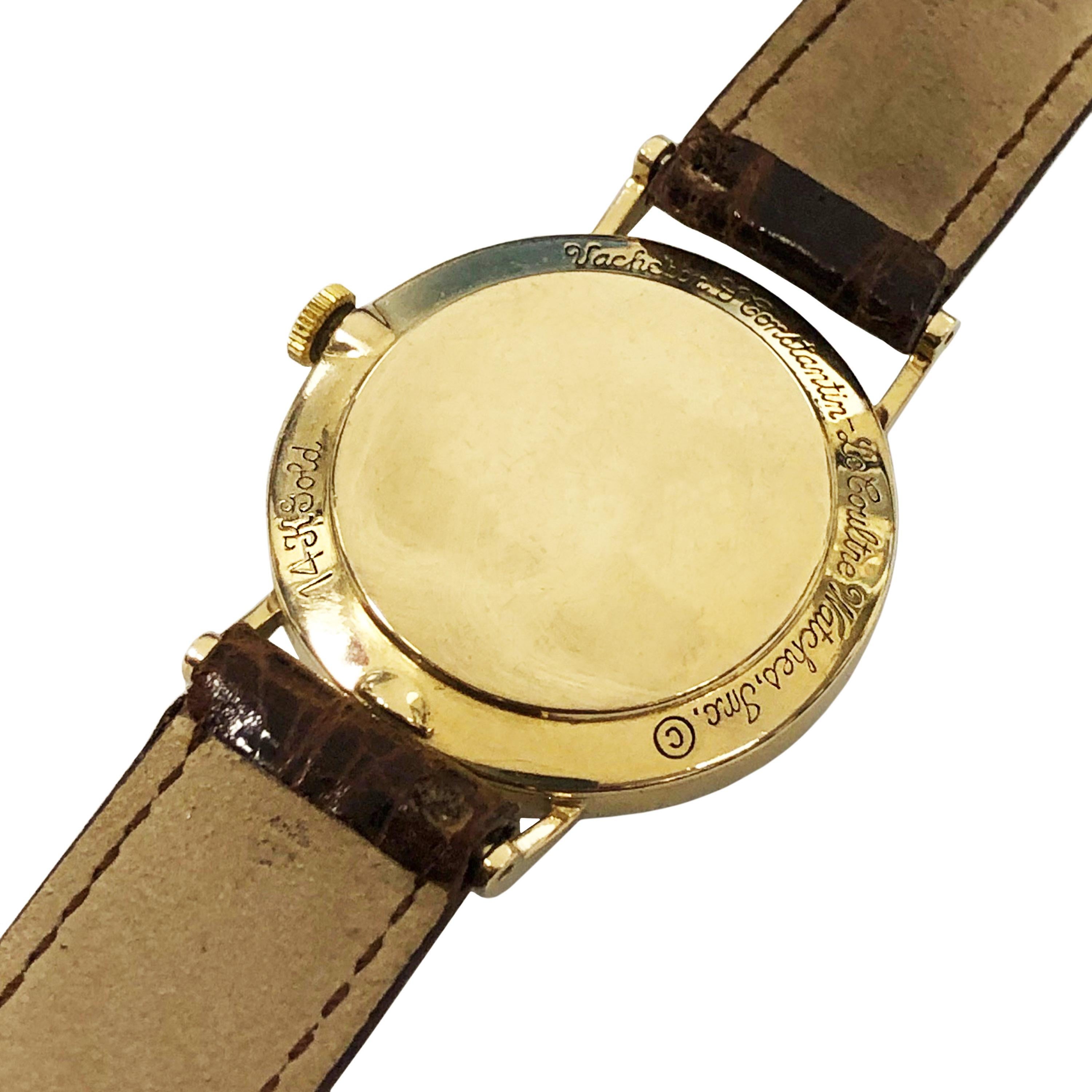 Rare Vacheron Constantin LeCoultre Yellow Gold Mystery Dial Wrist Watch In Excellent Condition In Chicago, IL