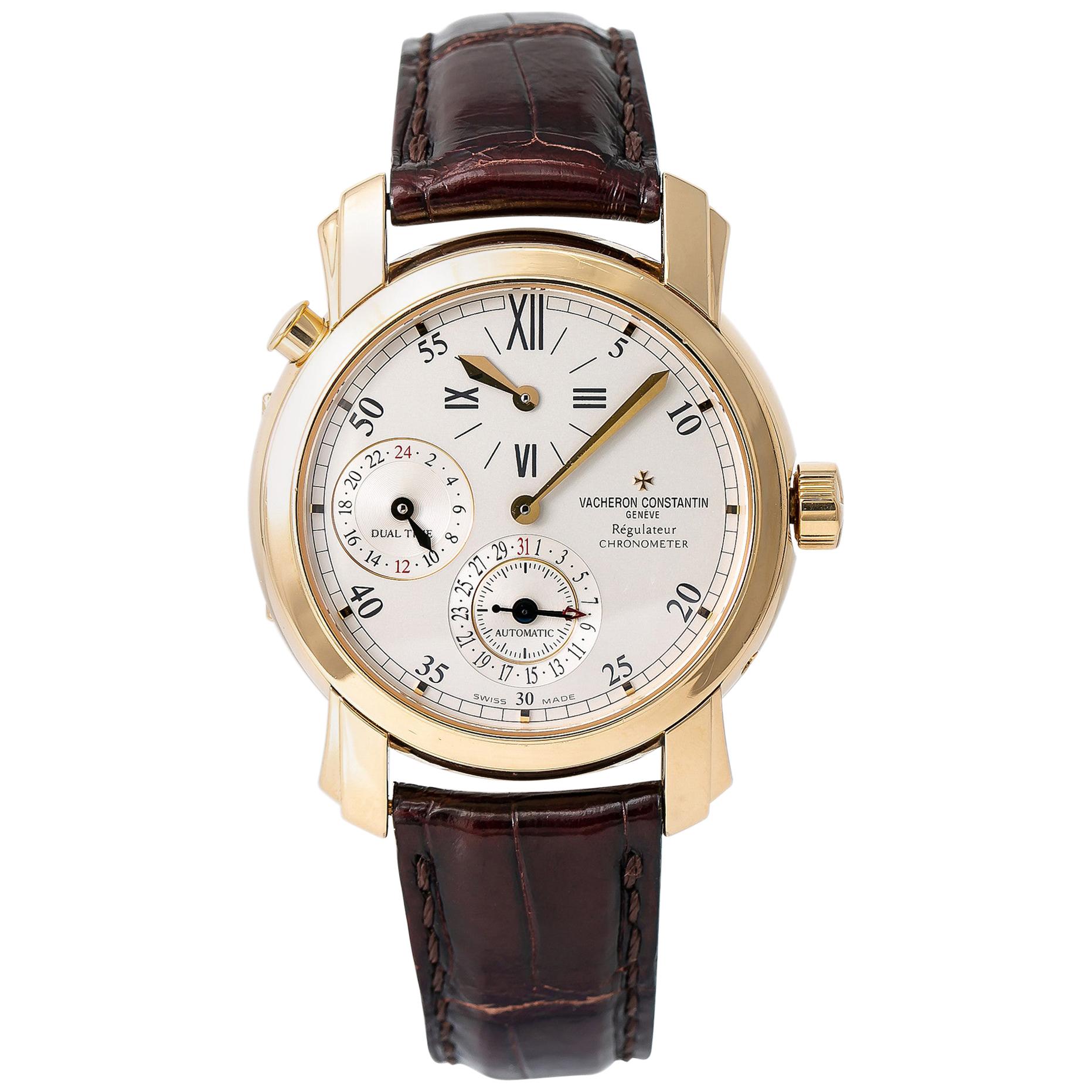 Vacheron Constantin Malte Dual Time Regulator 42005 Automatic 18 Karat YG Watch For Sale