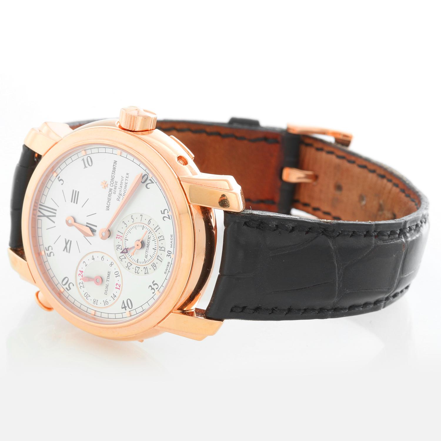 Men's Vacheron Constantin Malte Dual Time Regulator Rose Gold Watch