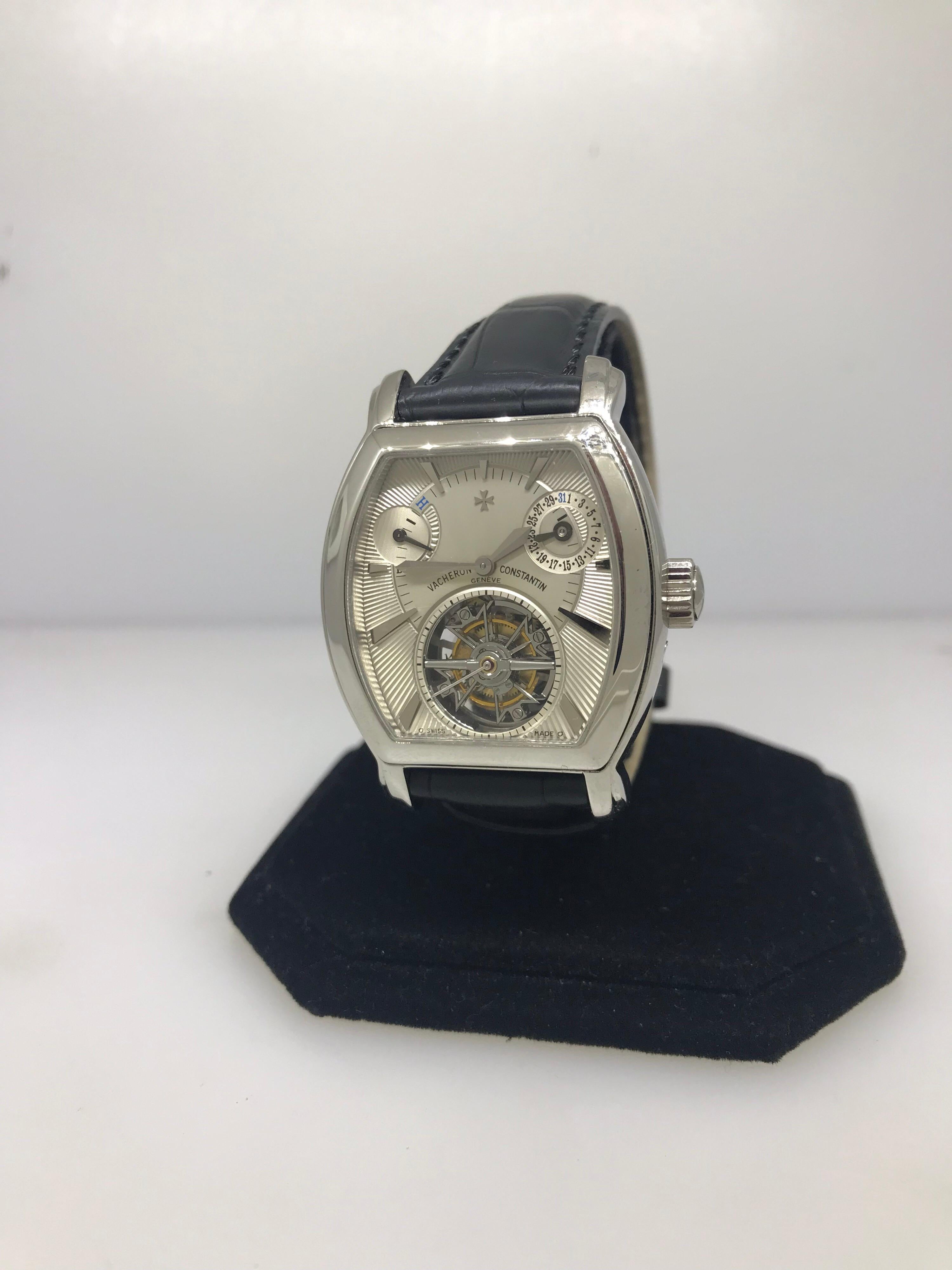 Vacheron Constantin Malte Platinum Tonneau Shape Tourbillon Men's Watch 30066/2 In Excellent Condition For Sale In New York, NY