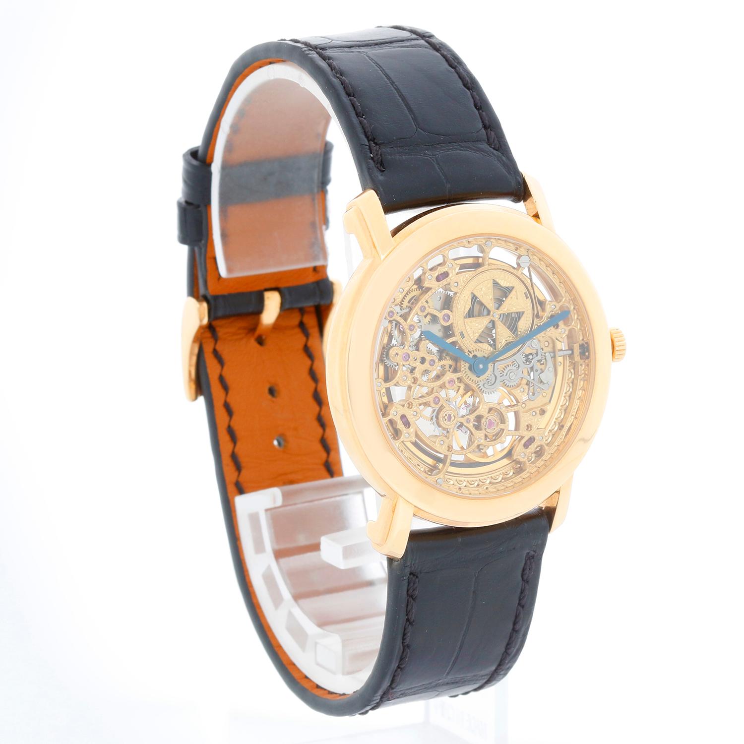 Vacheron Constantin Malte Skeleton Yellow Gold Watch In Excellent Condition For Sale In Dallas, TX