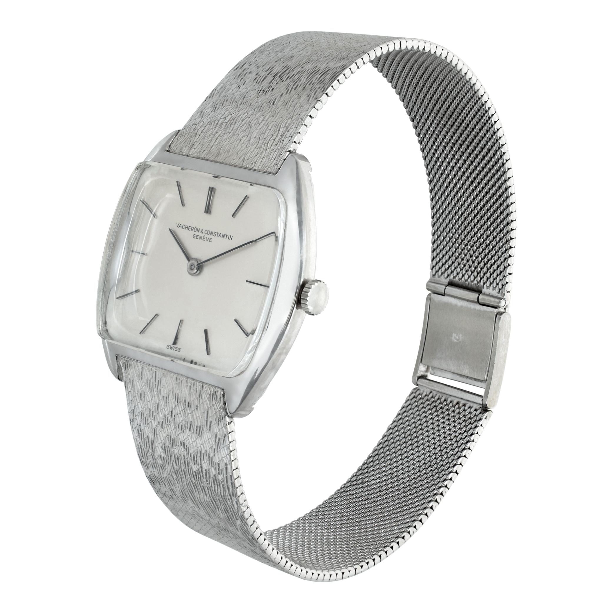 Vacheron Constantin Meister in 18k white gold on a mesh bracelet. Manual 18 jewel 5 adjusted position movement. 30 mm case size. Will fit a 7.75 inch wrist size. Ref 7253. Fine Pre-owned Vacheron Constantin Watch.

 Certified preowned Dress Vacheron