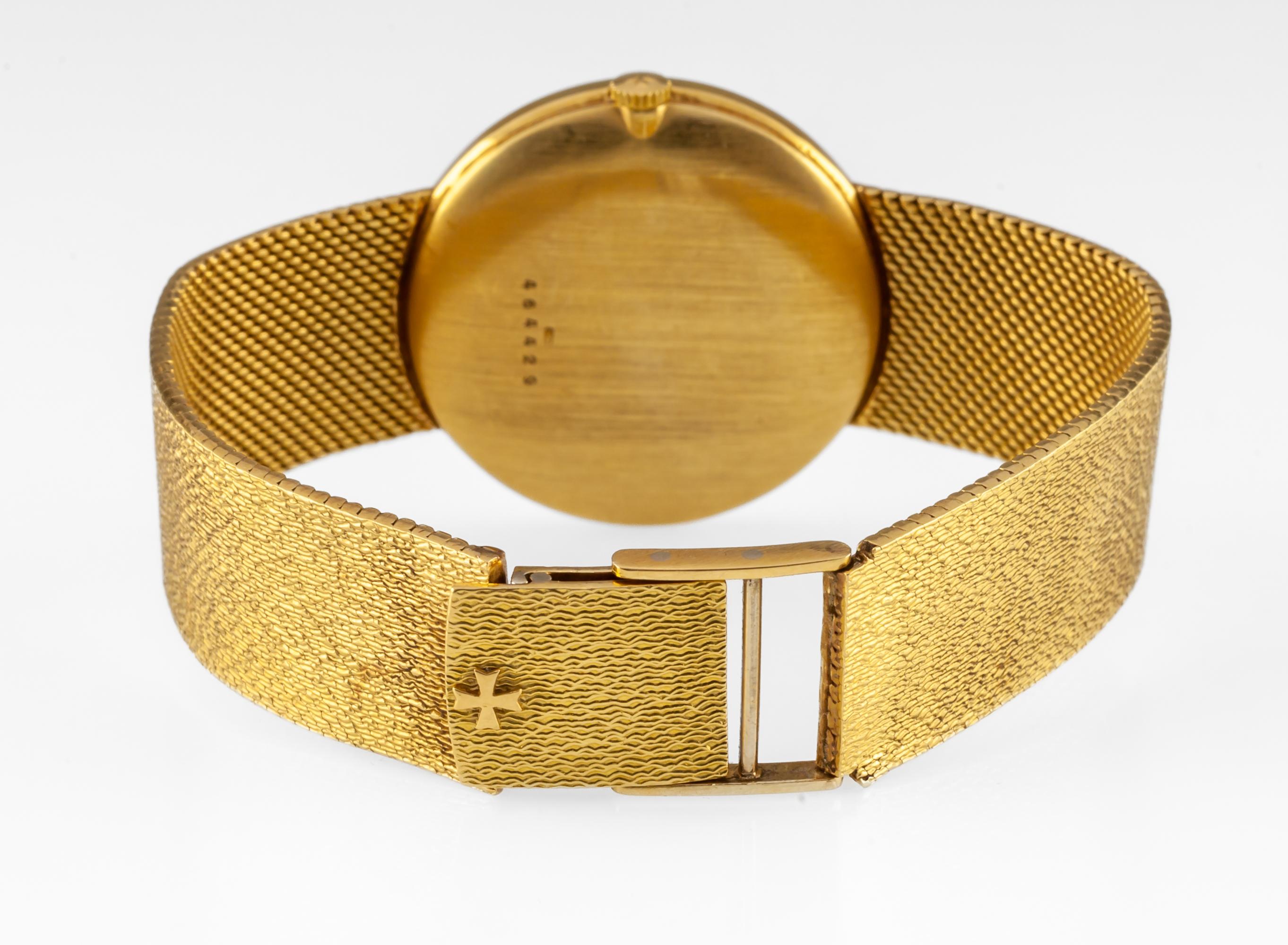 Contemporary Vacheron Constantin Men's 18k Gold Mechanical Watch with Original Mesh Band For Sale