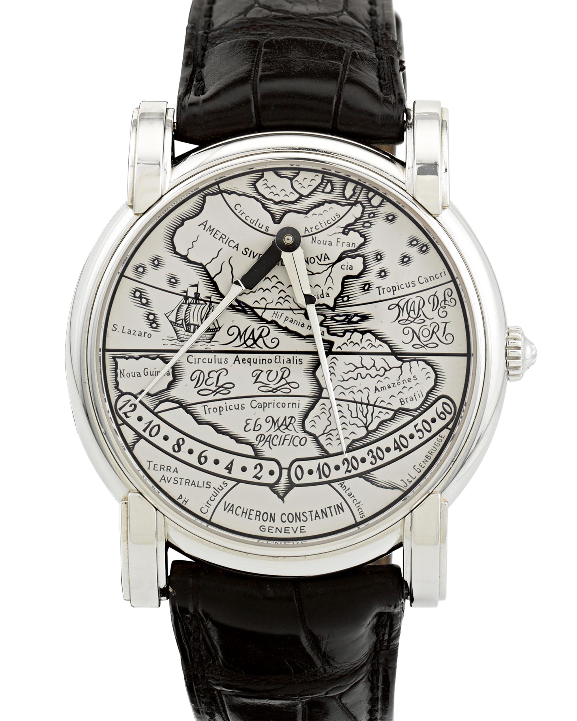 This rare wristwatch by the famed Swiss firm of Vacheron Constantin hails from the watchmakers' highly celebrated Mercator line of watches. The iconic collection was named for the mathematician, geographer, and master cartographer Gerhard Kremer,