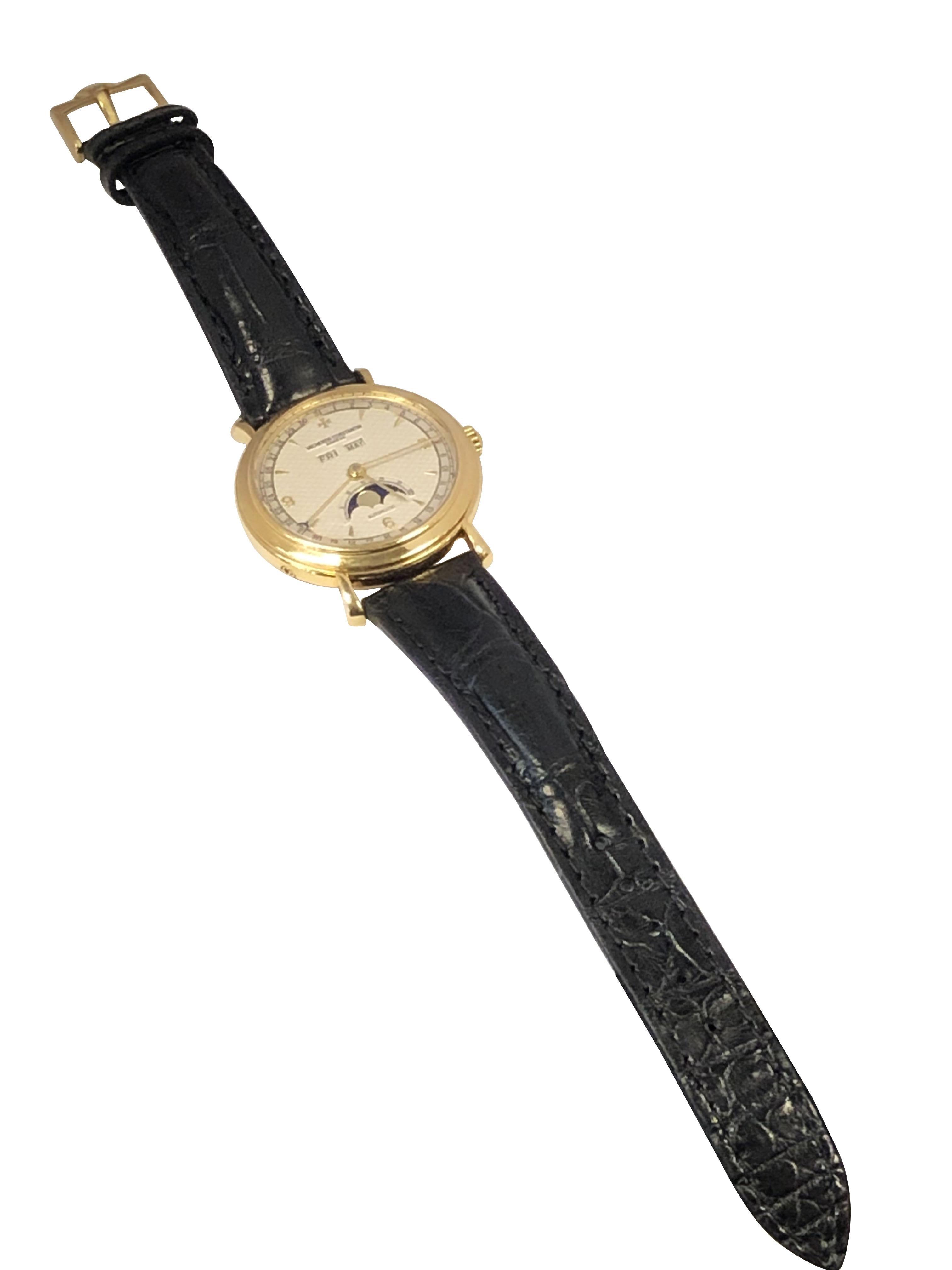 Vacheron Constantin Moonphase Triple Calendar Yellow Gold Wrist Watch Ref 47050 For Sale 2
