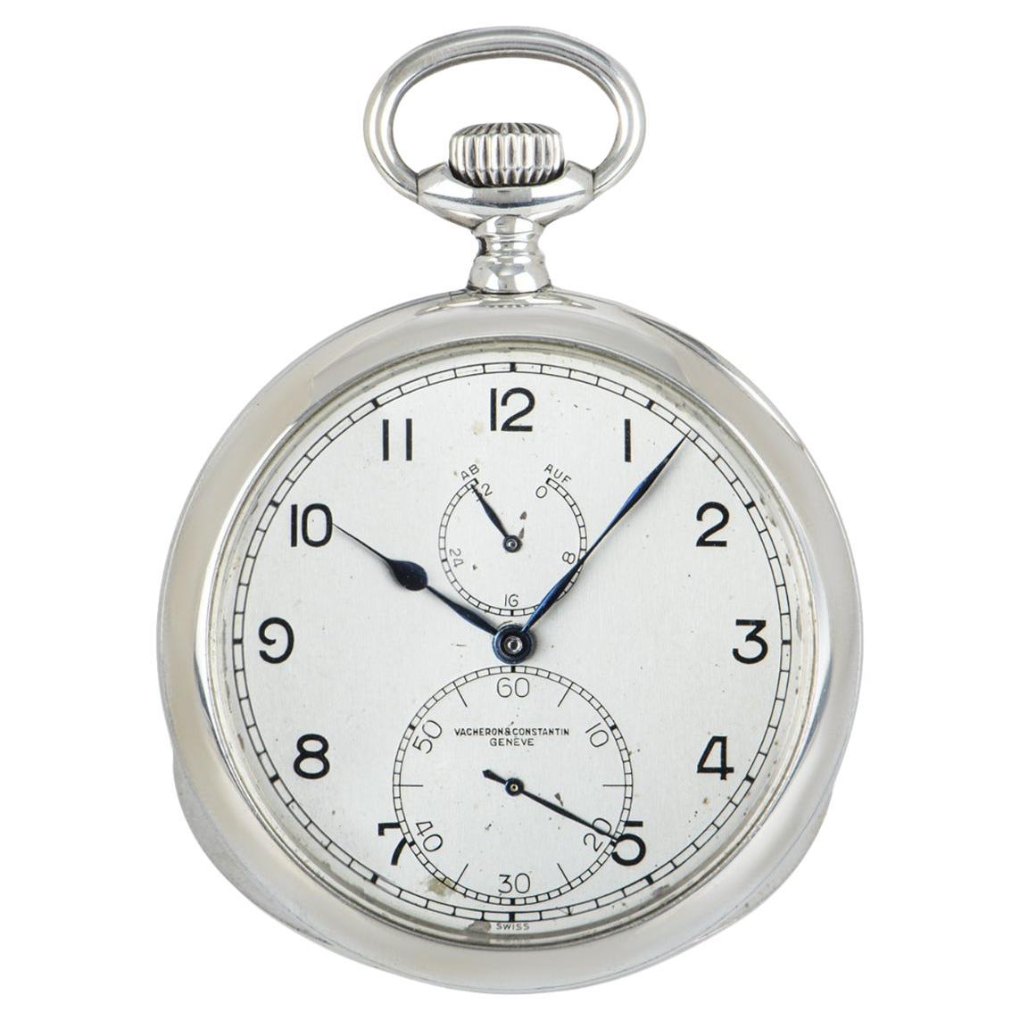 Vacheron Constantin NOS Open Face Deck Watch in Silver For Sale