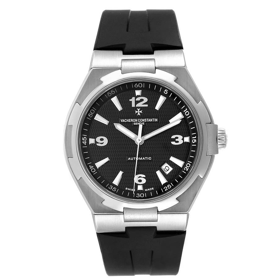 Vacheron Constantin Overseas Black Dial Steel Mens Watch 47040. Automatic self-winding movement. Brushed stainless steel case 42.5 mm in diameter. Screwd down crown. Logo on a crown. Solid case back with 'overseas' medalion. Polished stainless steel