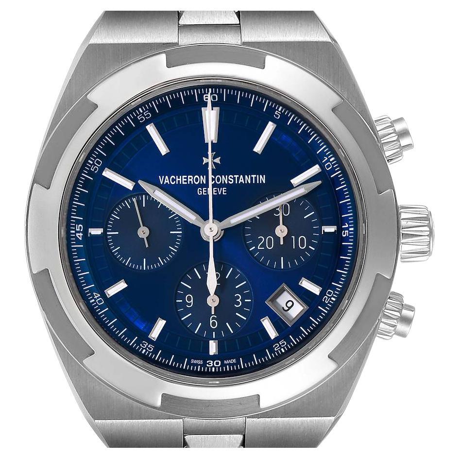 Vacheron Constantin Montre chronographe pour homme avec cadran bleu à l'étranger et carte 5500V