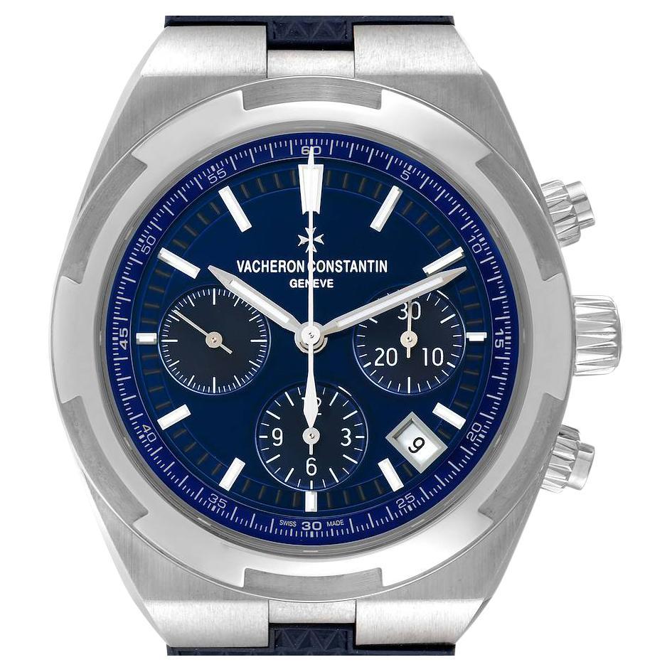 Vacheron Constantin Overseas Blue Dial Chronograph Mens Watch 5500V Papers For Sale