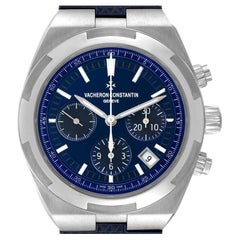 Used Vacheron Constantin Overseas Blue Dial Chronograph Mens Watch 5500V Papers