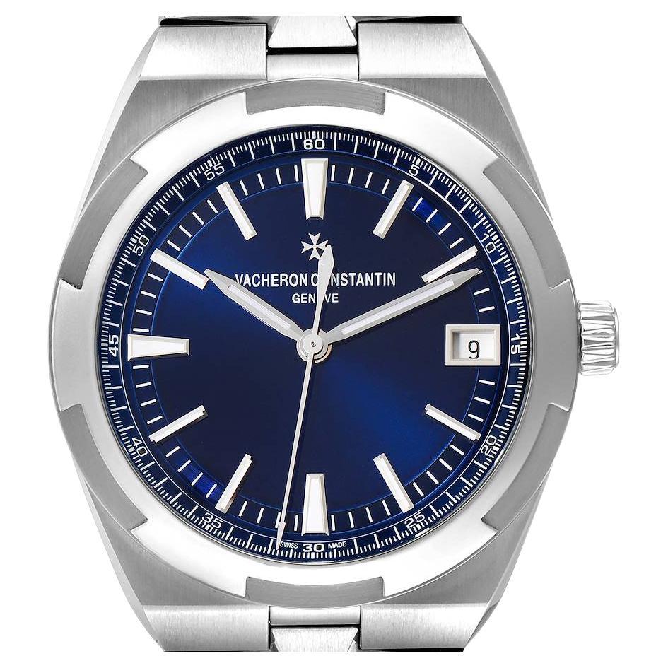 Vacheron Constantin Overseas Blue Dial Steel Mens Watch 4500V Box Papers For Sale