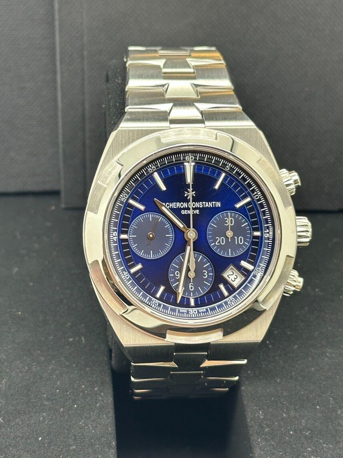 Vacheron Constantin Overseas Chronograph Blue 5500V/110A-B148 Box Paper  In Excellent Condition For Sale In San Diego, CA