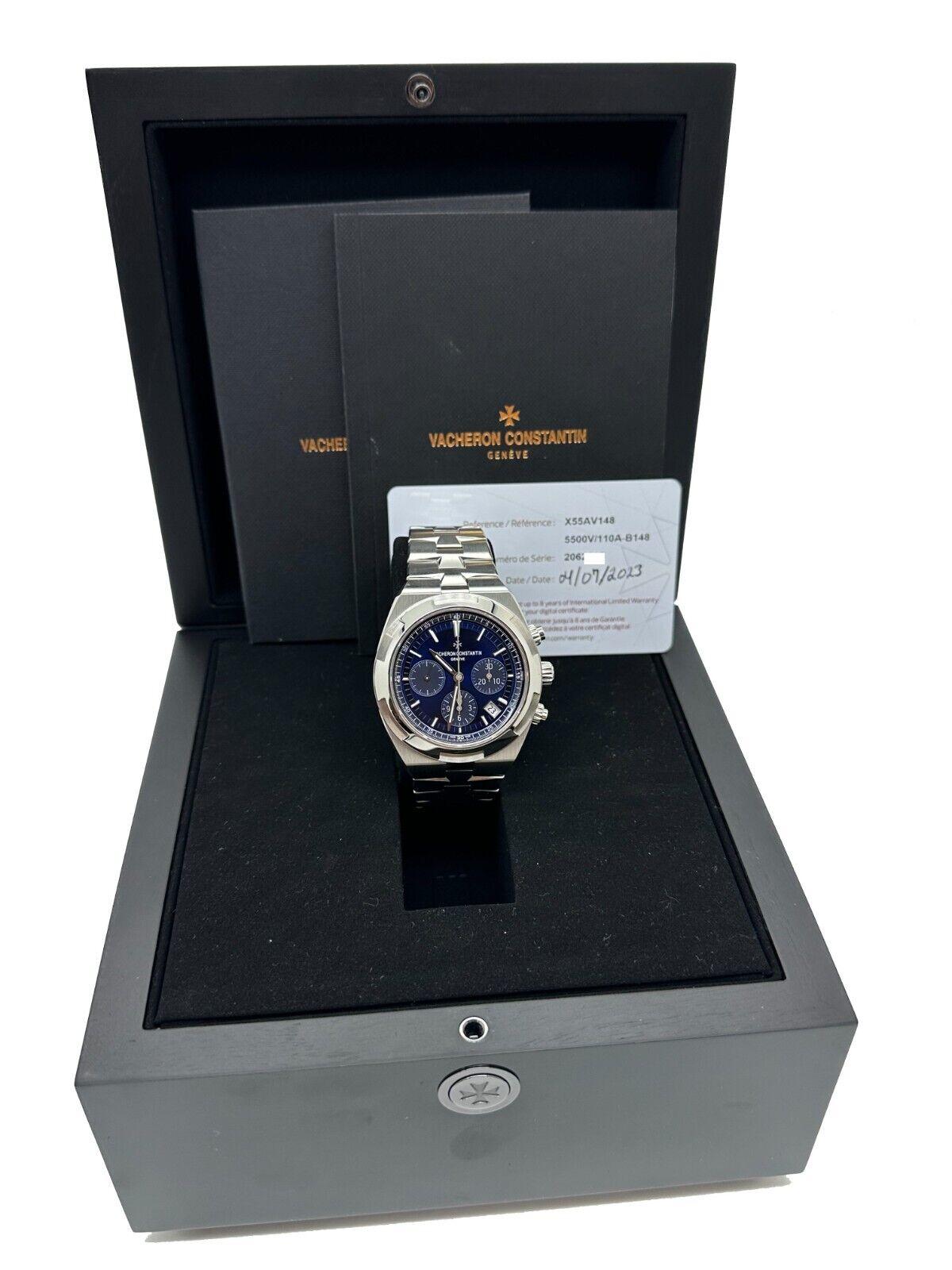 Vacheron Constantin Overseas Chronograph Blue 5500V/110A-B148 Box Paper  For Sale 1