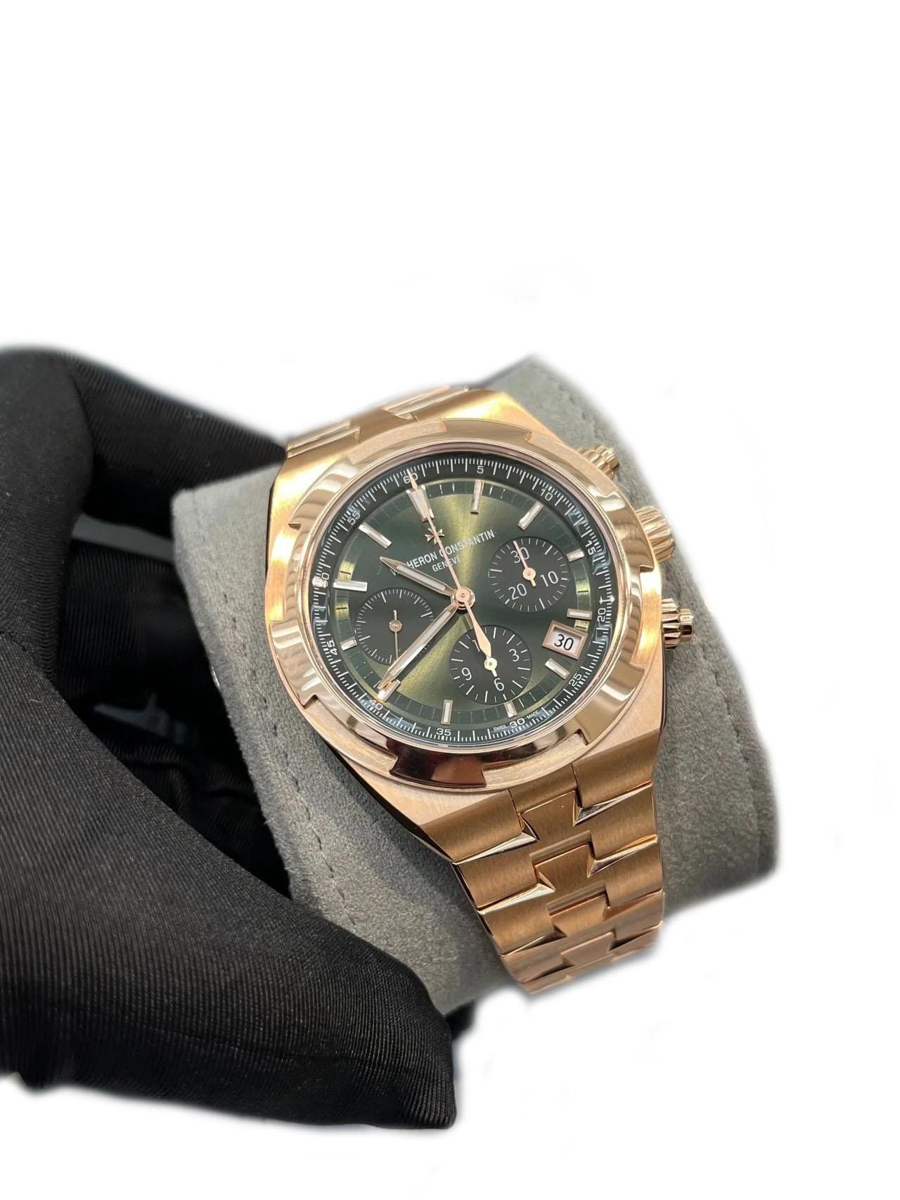 Vacheron Constantin Overseas Chronograph Rose Gold Green Dial 5520V/210R-B966 For Sale 6