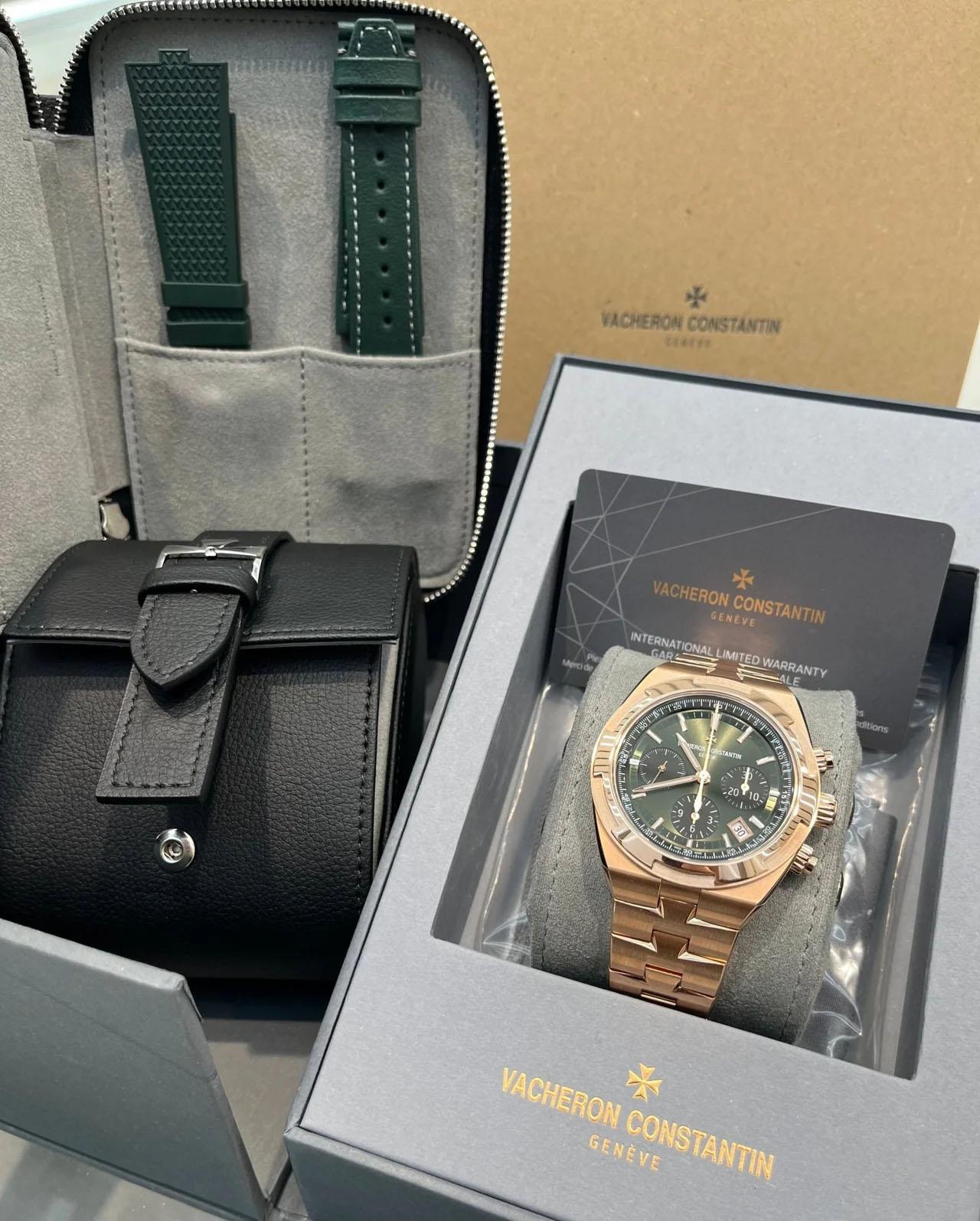 Vacheron Constantin Overseas Chronograph Rose Gold Green Dial 5520V/210R-B966 For Sale 8