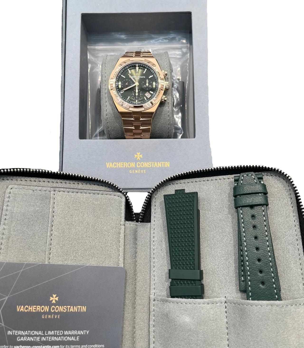 Vacheron Constantin Overseas Chronograph Rose Gold Green Dial 5520V/210R-B966 For Sale 11