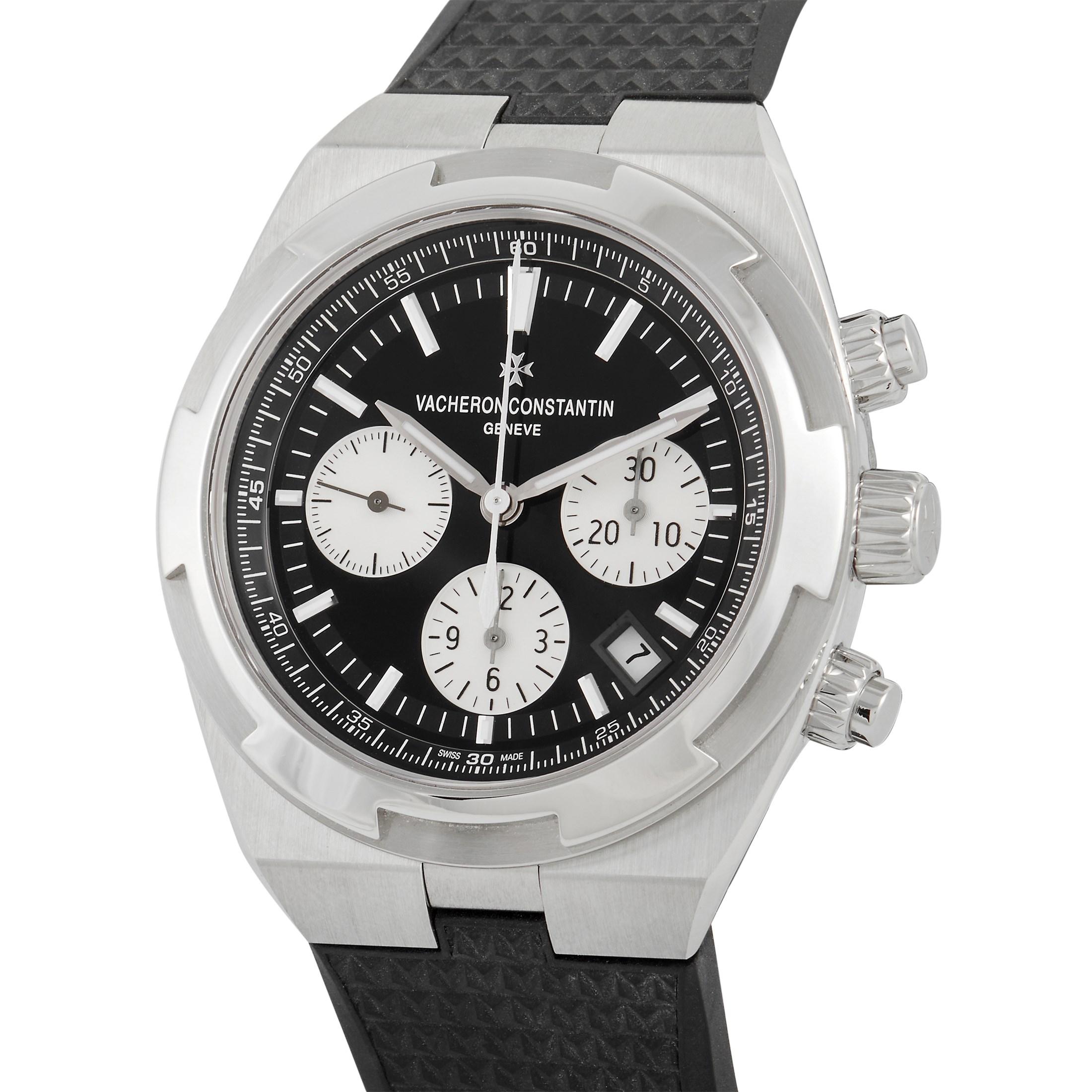 The Vacheron Constantin Overseas Chronograph Watch, reference number 5500V/110A-B481, is a sophisticated timepiece that will forever remain relevant.

This luxury piece begins with a 42mm case crafted from Stainless Steel, which contrasts