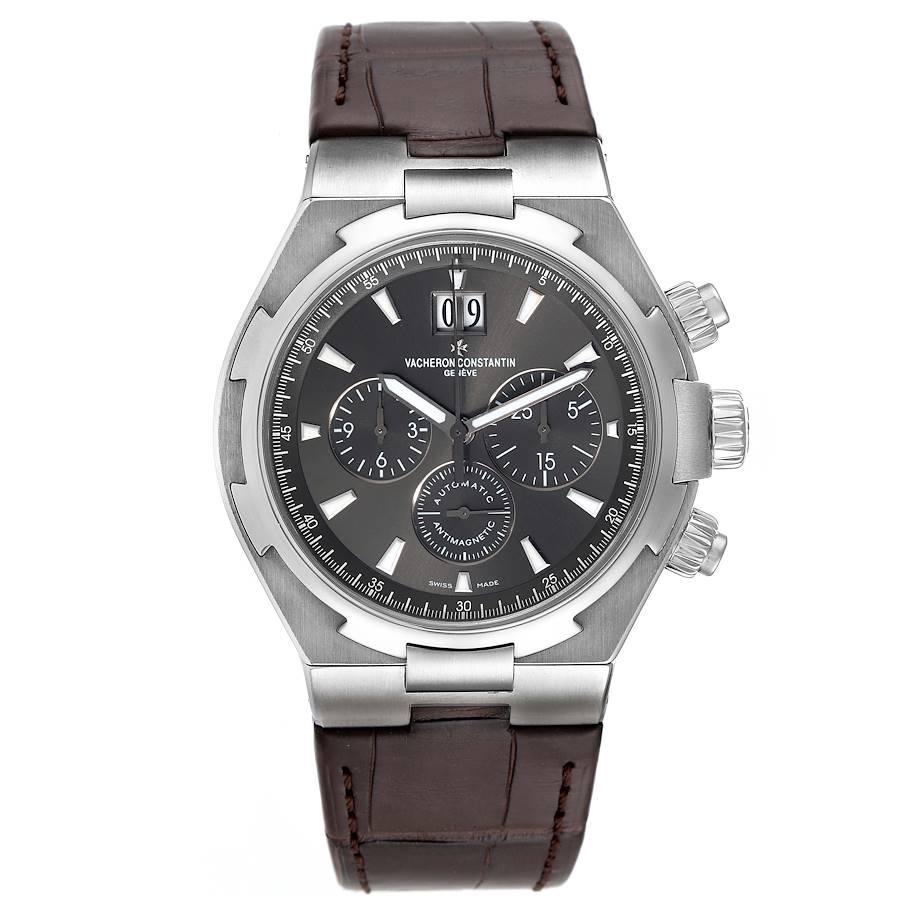 Vacheron Constantin Overseas Deep Stream Chronograph Mens Watch 49150. Self-winding automatic movement. Chronograph function. Brushed stainless steel case 42.5 mm in diameter. Screwed down crown and pushers. Logo on a crown. Solid case back with