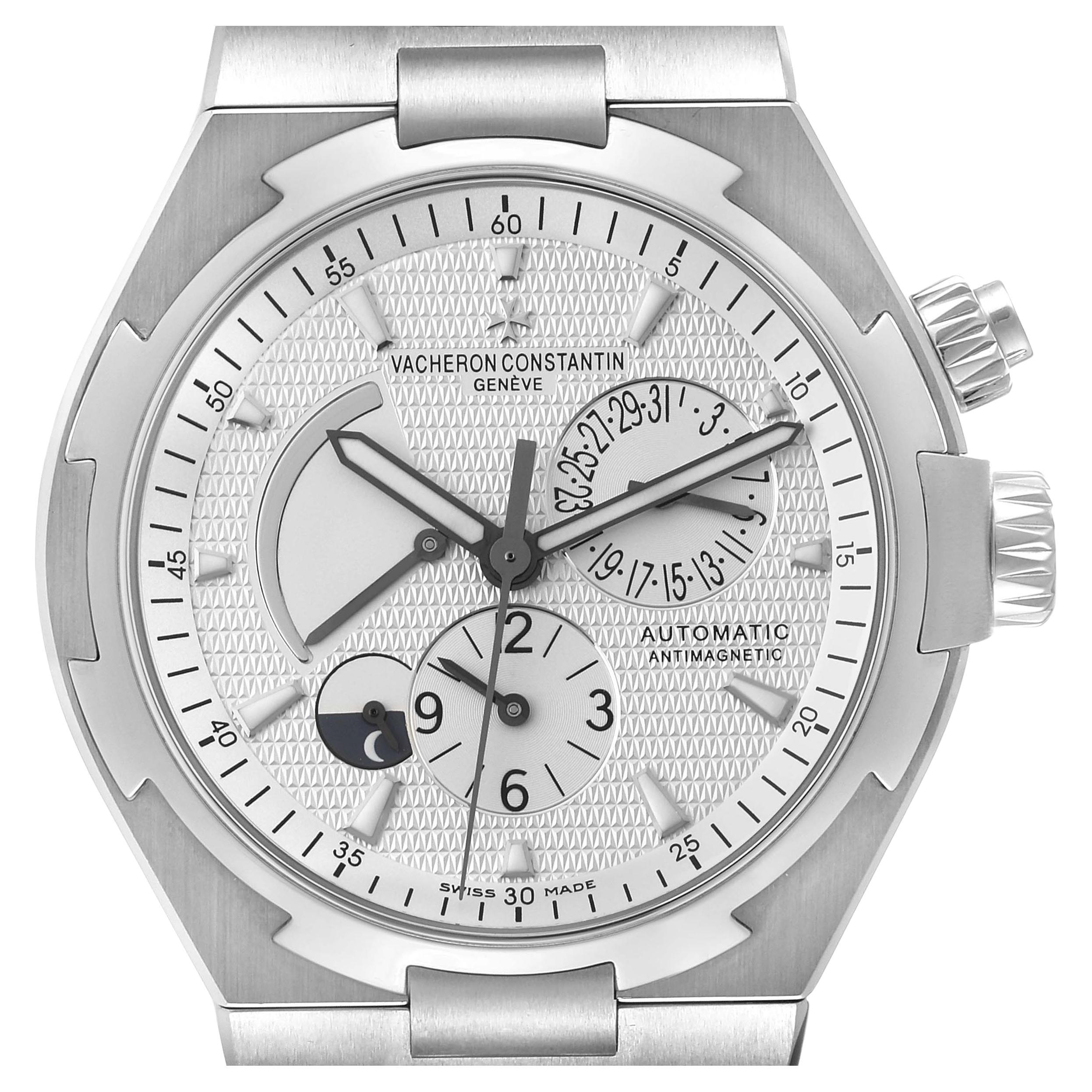 Vacheron Constantin Overseas Dual Time Silver Dial Mens Watch 47450 Box Papers For Sale