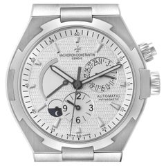Used Vacheron Constantin Overseas Dual Time Silver Dial Mens Watch 47450 Box Papers