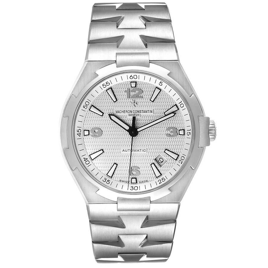 Vacheron Constantin Overseas Silbernes Zifferblatt Stahl Herrenuhr 47040. Automatisches Uhrwerk mit Selbstaufzug. Gehäuse aus gebürstetem Edelstahl mit einem Durchmesser von 42,5 mm. Verschraubte Krone. Logo auf einer Krone. Solider Gehäuseboden mit