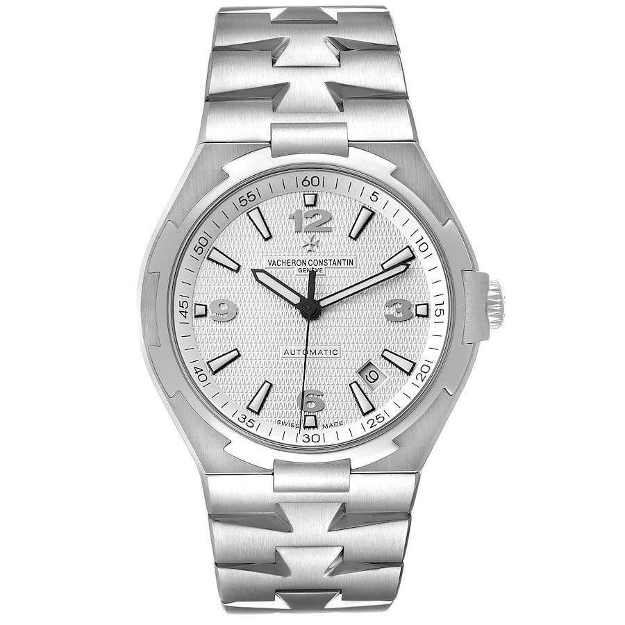 Vacheron Constantin Overseas Silver Dial Steel Mens Watch 47040 Papers. Automatic self-winding movement. Brushed stainless steel case 42.5 mm in diameter. Screwed down crown. Logo on a crown. Solid case back with 'overseas' medalion. Polished