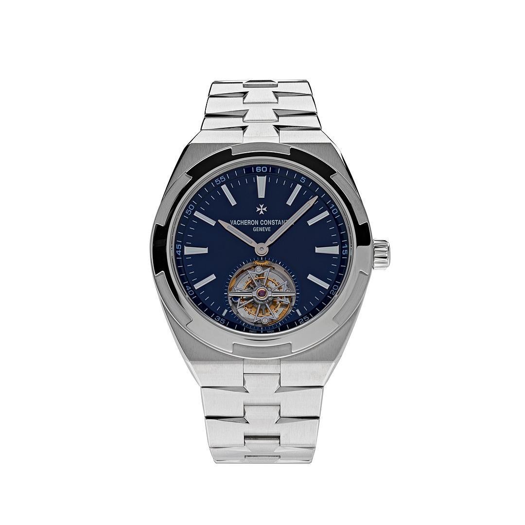 Paying tribute to the essence of travel, this stunning timepiece features a 42.5mm stainless steel case with exceptional technique. The dial has a handsome blue hue and a tourbillon cage inspired by the Maltese cross. Fitted with a 22K peripheral