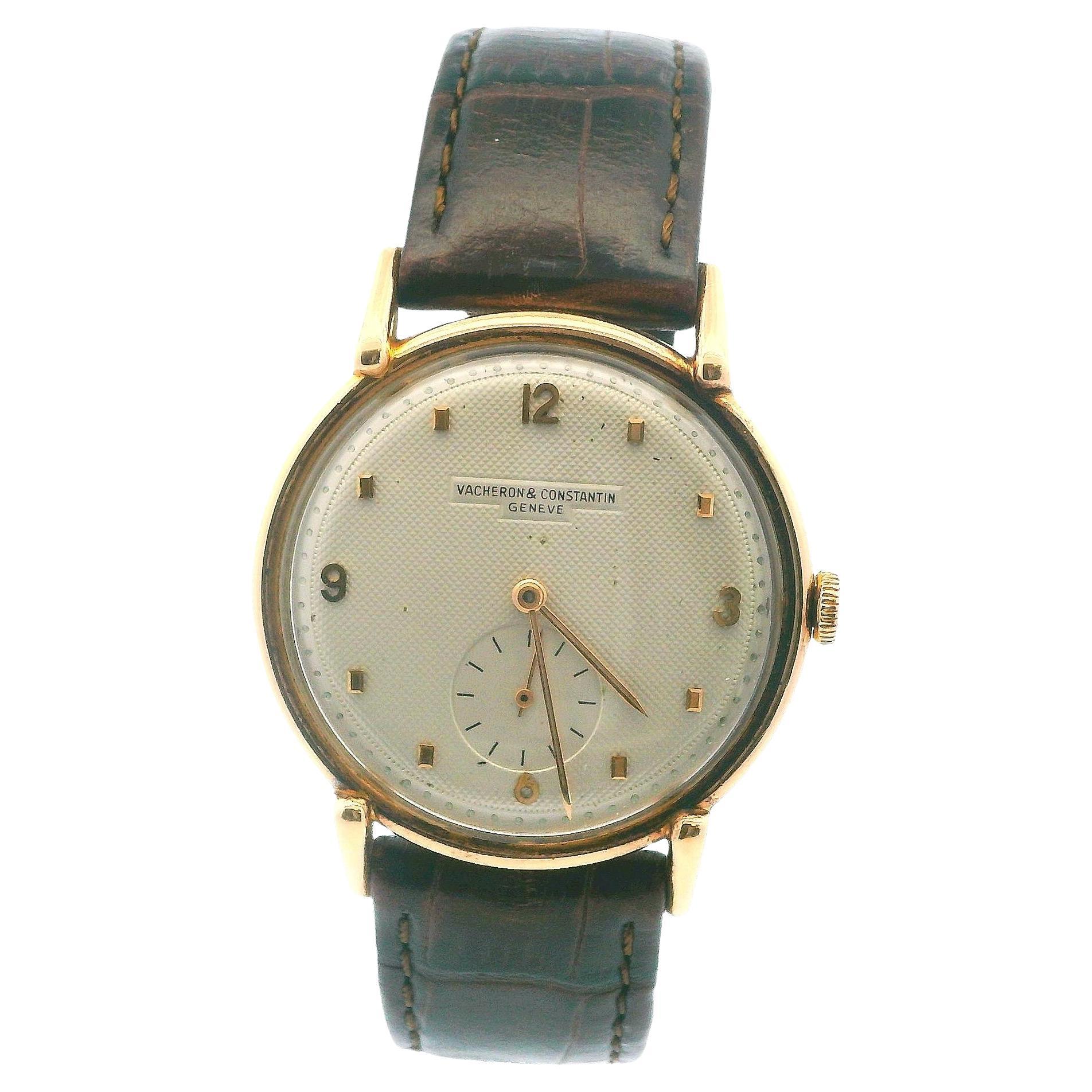 Vacheron Constantin oversize 18K Rose Gold Textured Dial Manual Watch W/Box