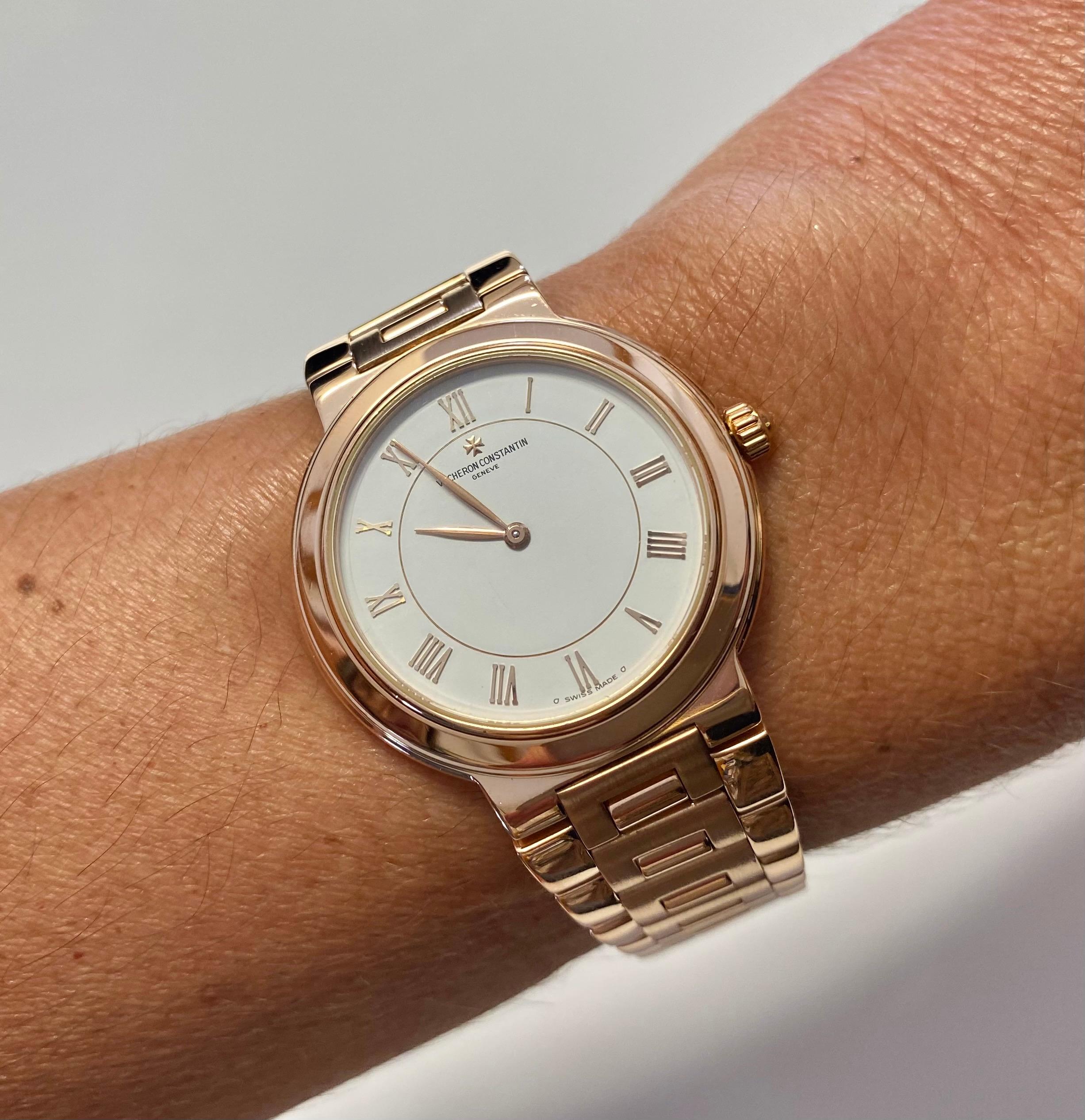 Vacheron Constantin Patrimony 18K Rose Gold Ultra Thin Dial In Excellent Condition For Sale In Miami, FL