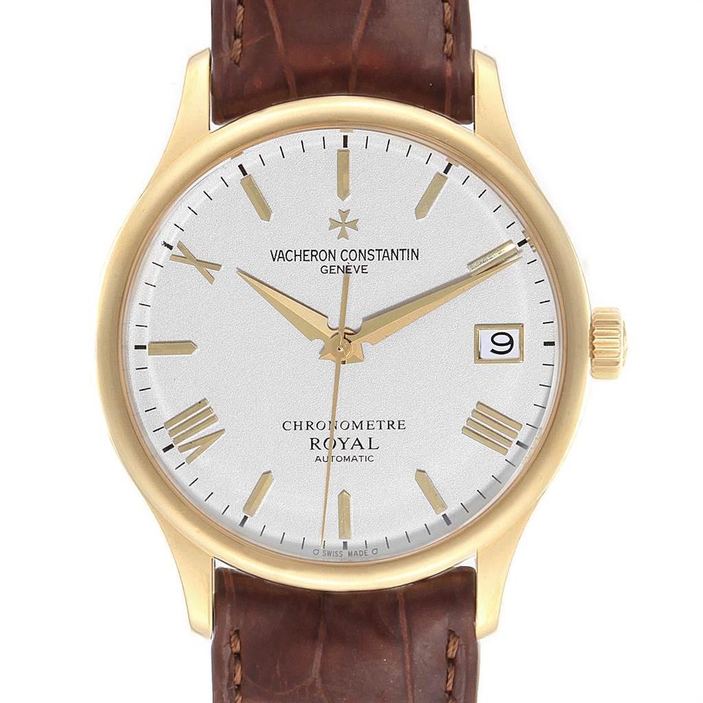 Vacheron Constantin Patrimony Chronometer Royal Yellow Gold Watch 47022. Automatic self-winding movement. 18K yellow gold case 33.0 mm in diameter. 18K yellow gold fixed bezel. Scratch resistant sapphire crystal. Silver dial with roman numerals and