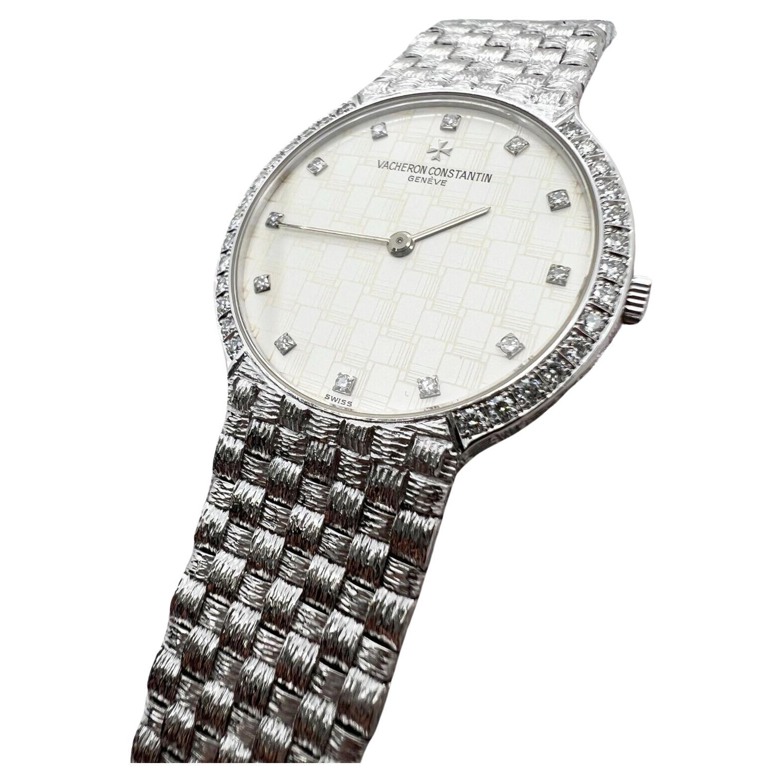 Vacheron Constantin Patrimony Montres d'horloge en or blanc 18 carats avec diamants en vente