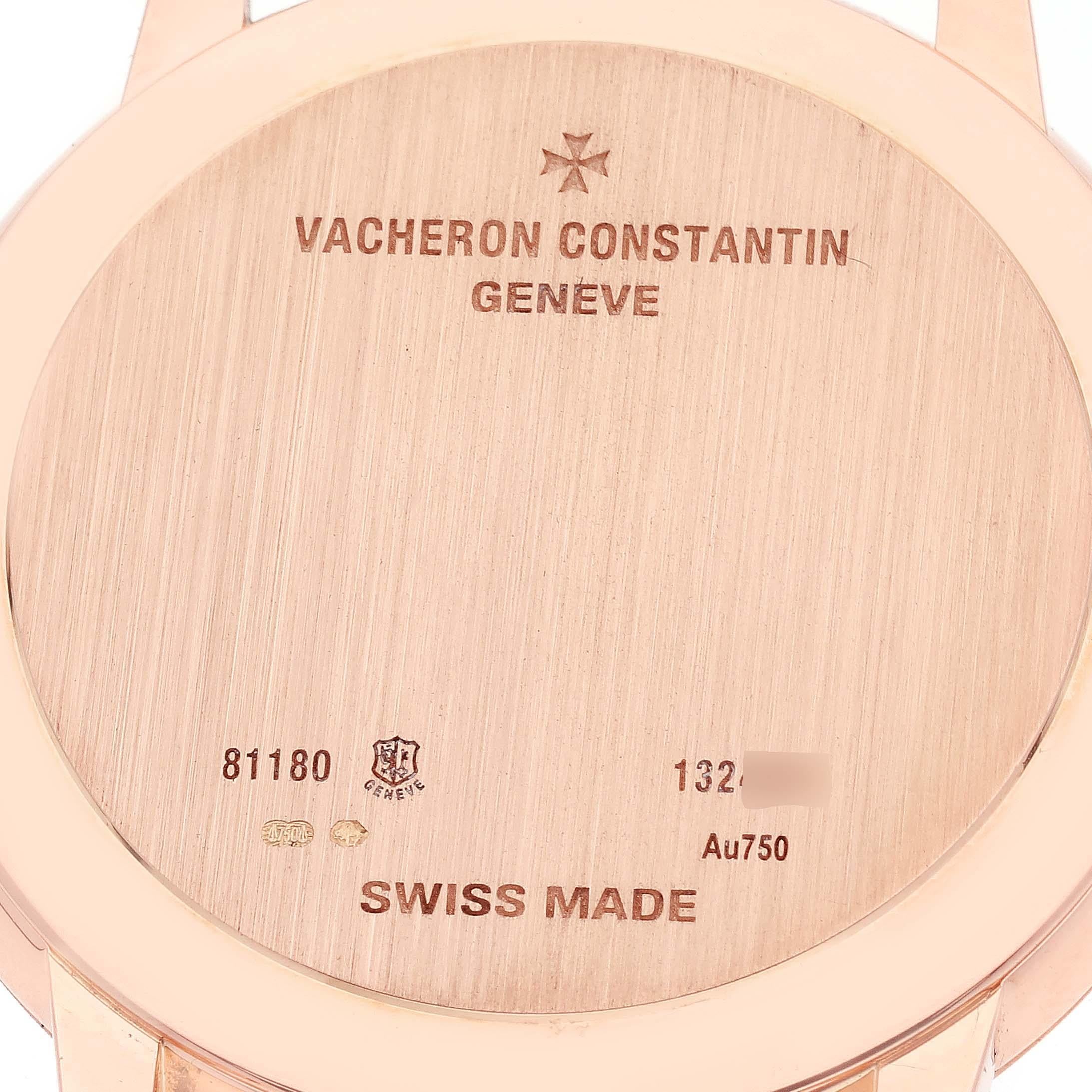 Vacheron Constantin Patrimony Grand Taille Brown Dial Rose Gold Watch 81180 Card For Sale 1