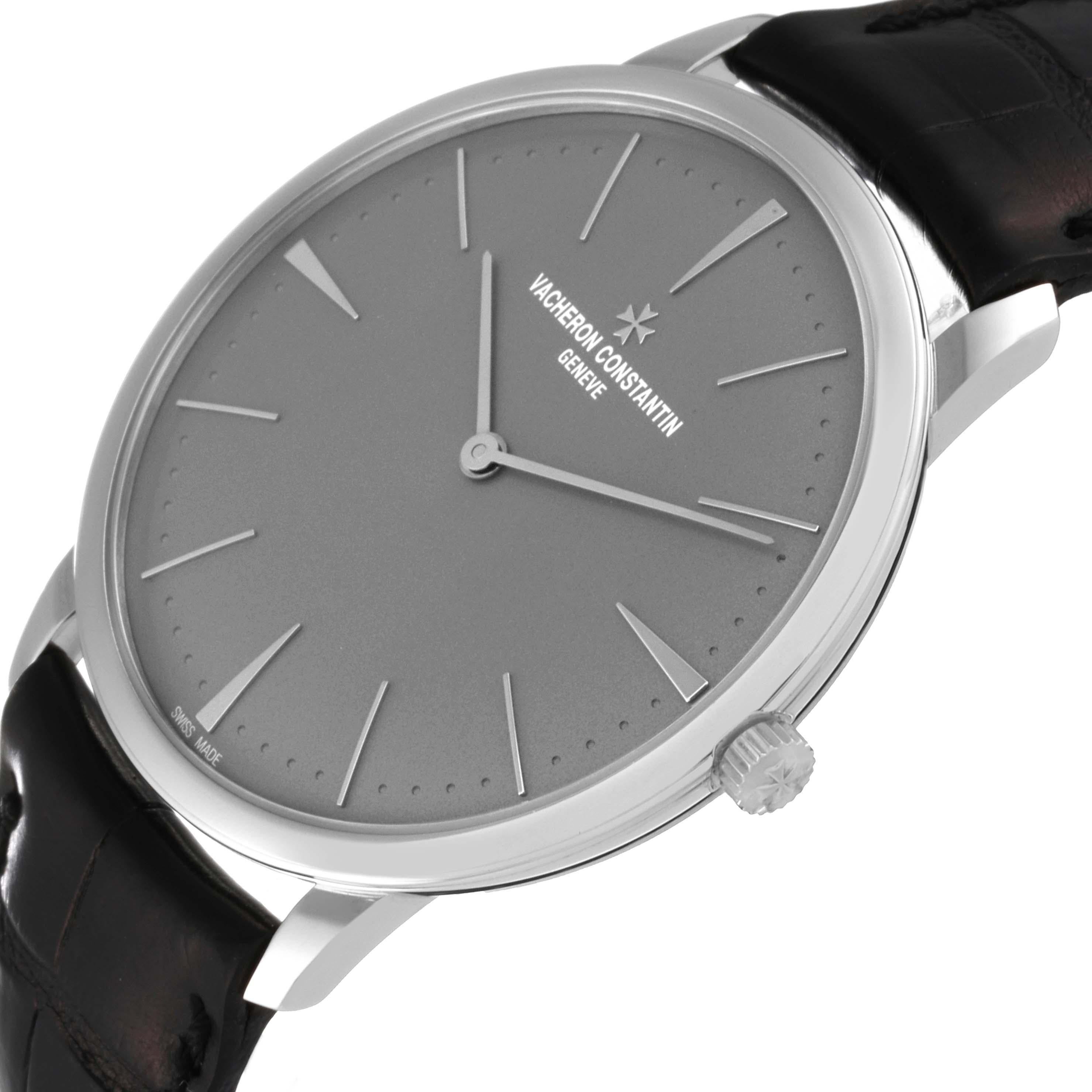 Men's Vacheron Constantin Patrimony Grand Taille Grey Dial Platinum Watch 81180 Papers