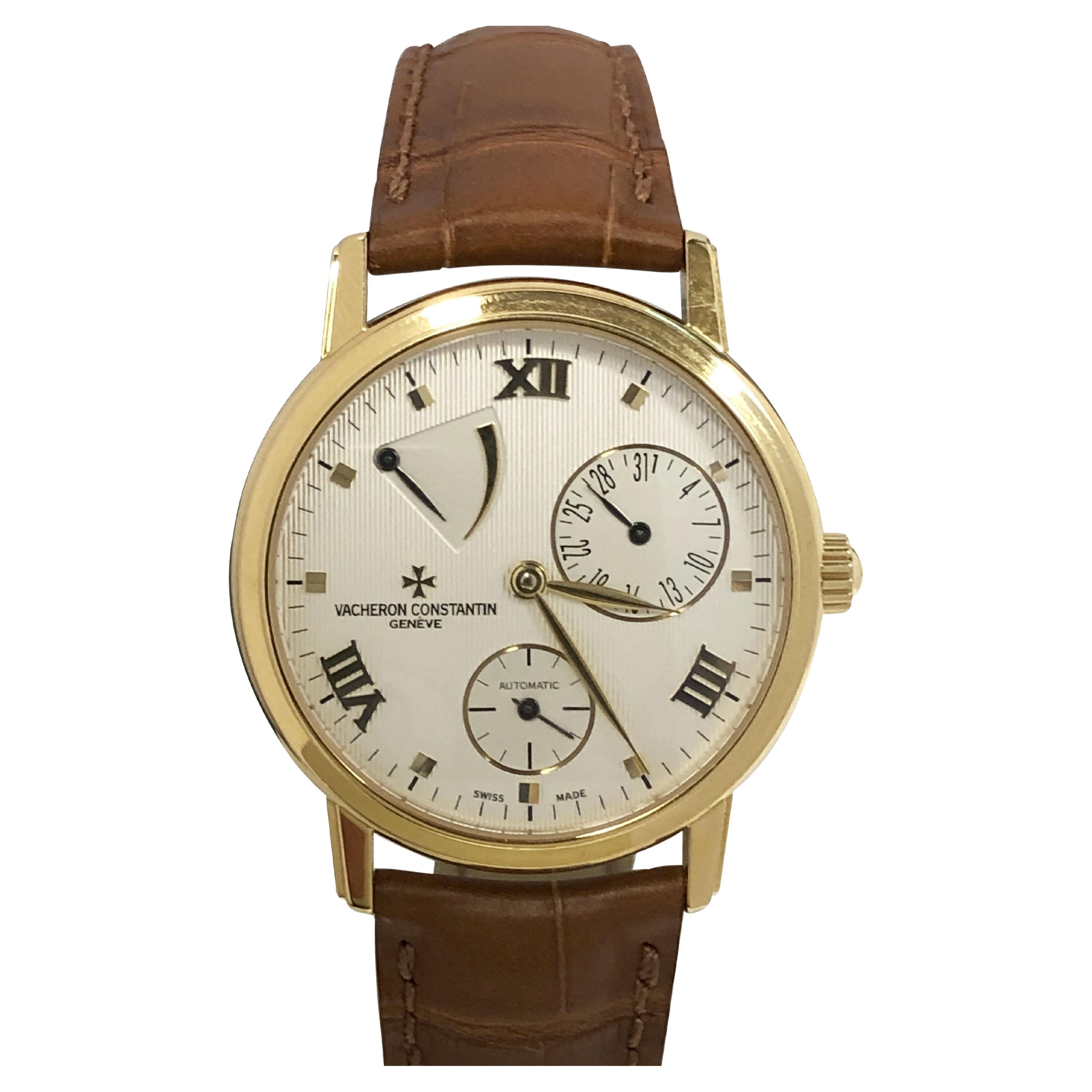 Vacheron Constantin Patrimony Power Reserve Automatic Yellow Gold Wrist Watch For Sale