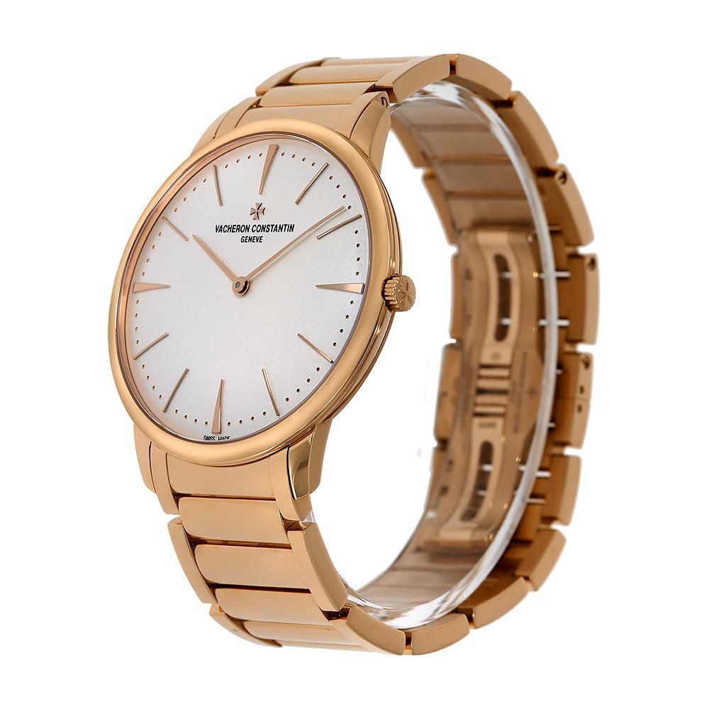 The Vacheron Constantin 81180/CB1R-9159 is the luxury watch for the businessman who knows that a classic dress watch does not have to be boring. The 81180/CB1R-9159 has a round rose gold case that is 40mm in diameter and 6.79mm thick with a solid
