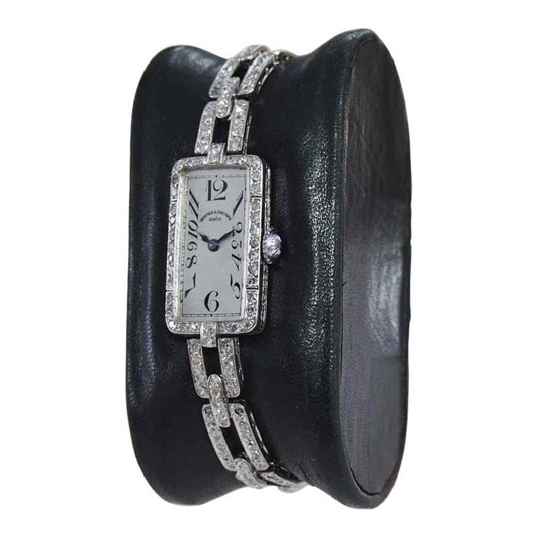 Vacheron Constantin Platinum and 18Kt. Gold Ladies Evening Watch Circa 1920's In Excellent Condition For Sale In Long Beach, CA