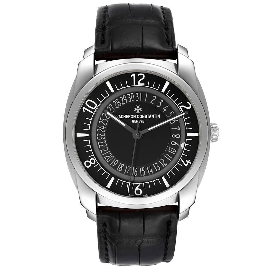 Vacheron Constantin Quai De L'ile Date Steel Mens Watch 4500S. Automatic self-winding movement. Stainless steel case 41 mm in diameter.  Thickness 12.90 mm. Exhibition transparrent sapphire crystal case back. Stainless steel smooth bezel. Scratch