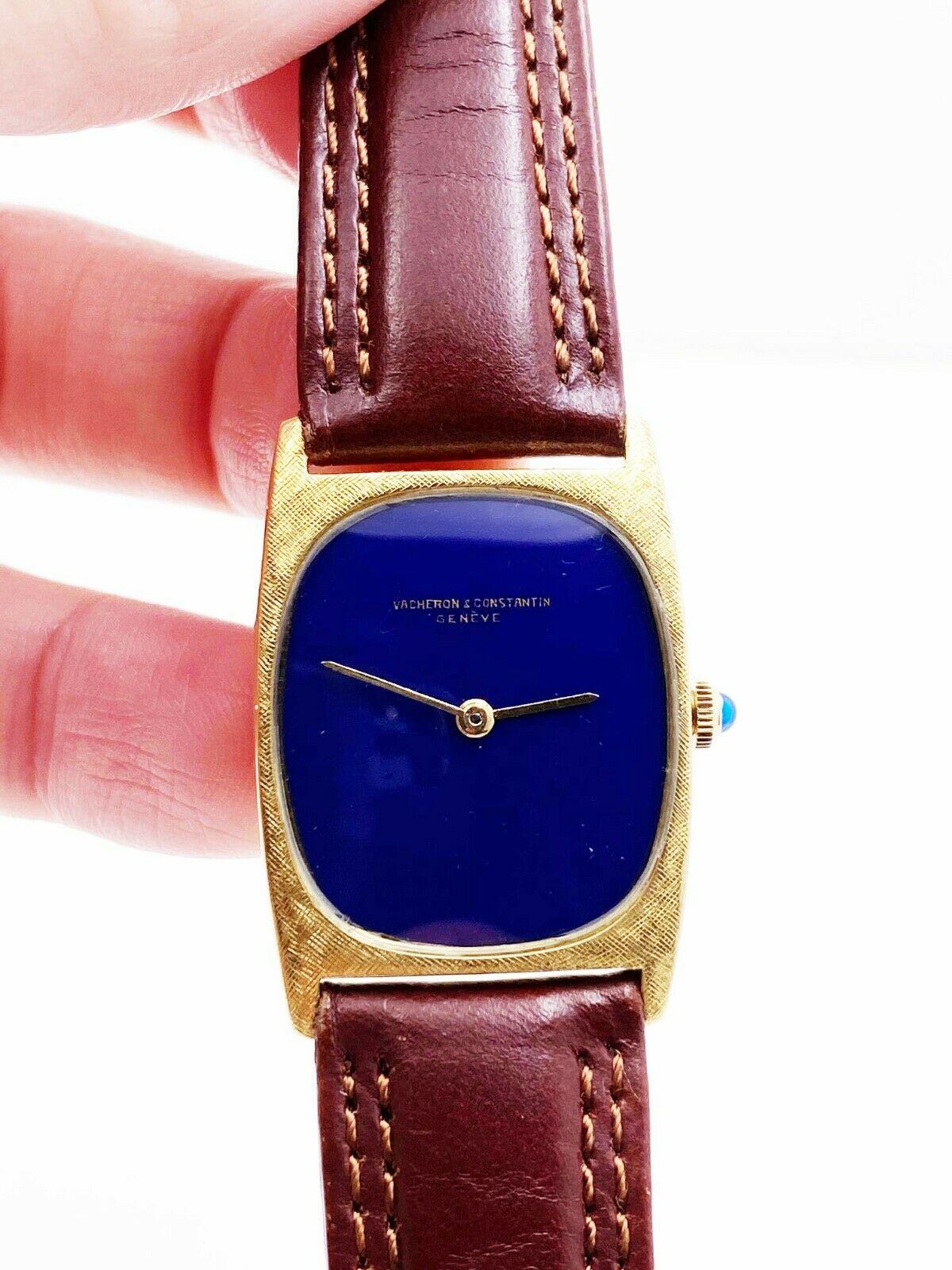 VERY RARE VINTAGE



Reference Number: 7813



Case Material:  18K Yellow Gold



Year: Estimated from the 80's

 

Band:  Custom Brown Leather 

 

Bezel: Yellow Gold

 

Dial: Lapis Lazuli 

  

Case Size: Approximately 25mm x 36mm

 

Includes: