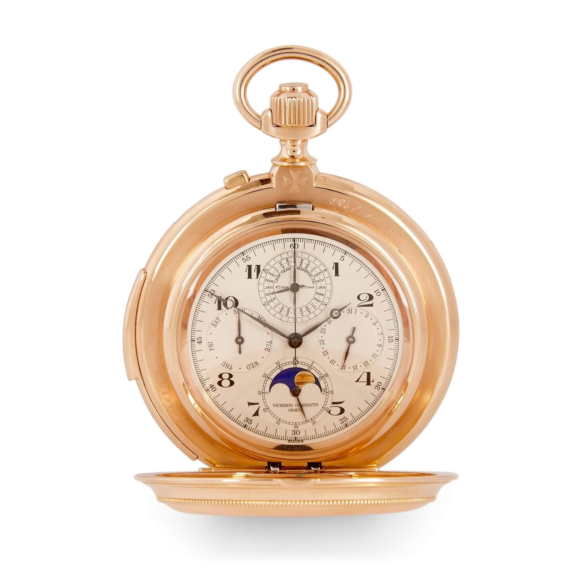 Vacheron Constantin Ref. 92115, an extremely fine and unique 18K pink gold pocket watch
Swiss-made, October 2001,
Height 9cm, width 6.5cm, depth 1.5cm
Open: height 9cm, width 13cm, depth 1.5cm

By Vacheron Constantin of Geneva, and dated 31st